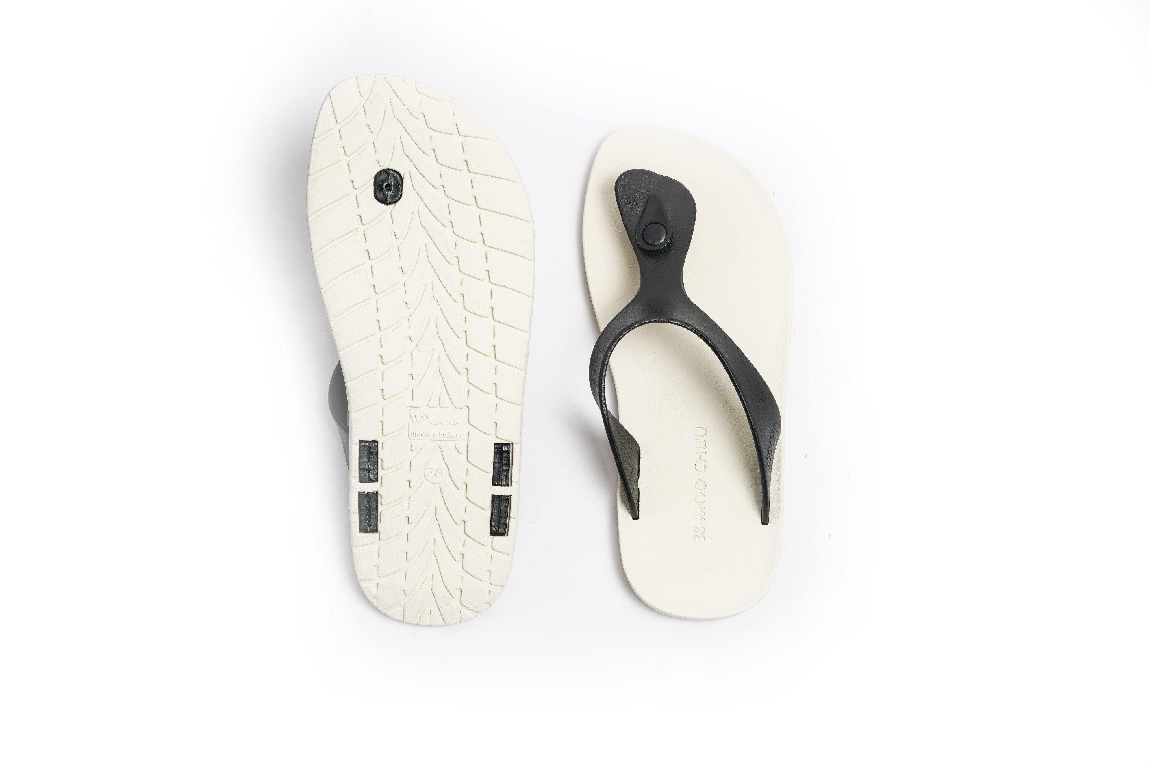 Candy White Sole Black Strap - Moo Chuu India