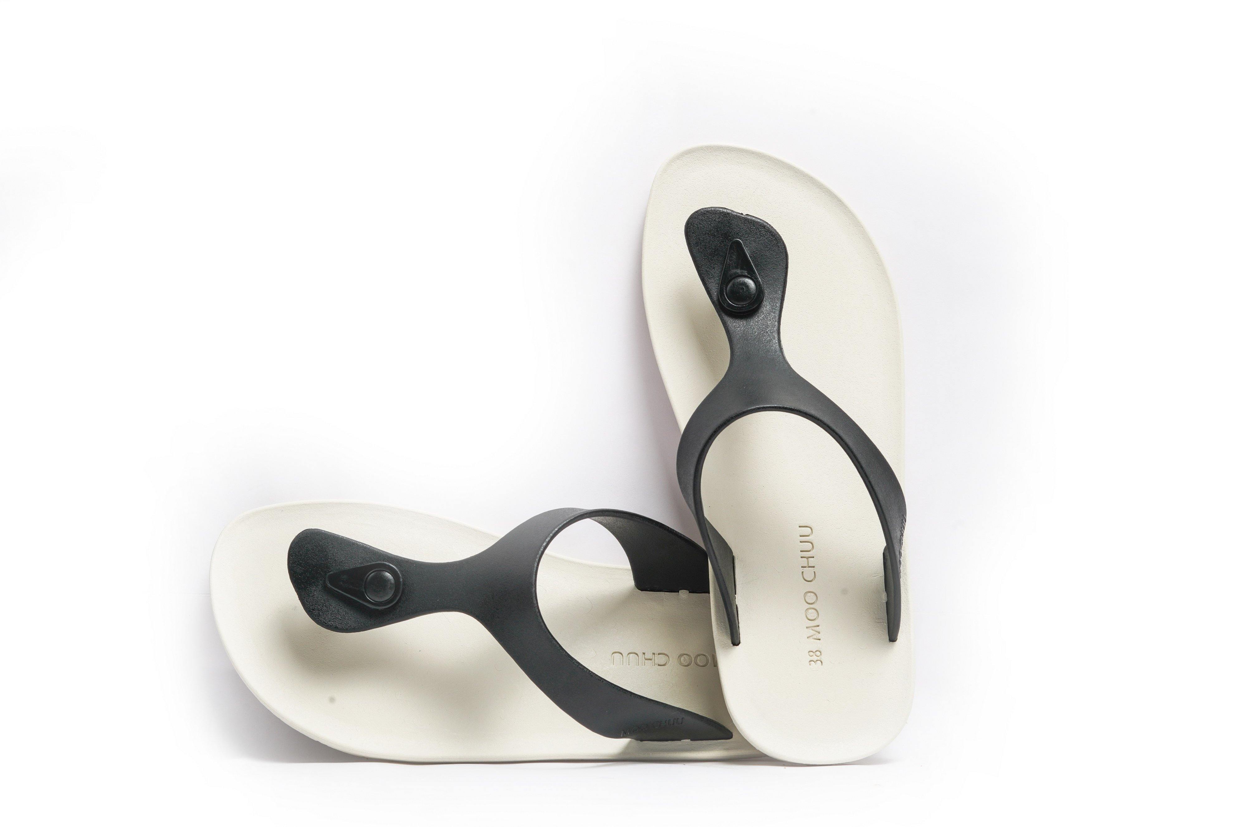 Candy White Sole Black Strap - Moo Chuu India