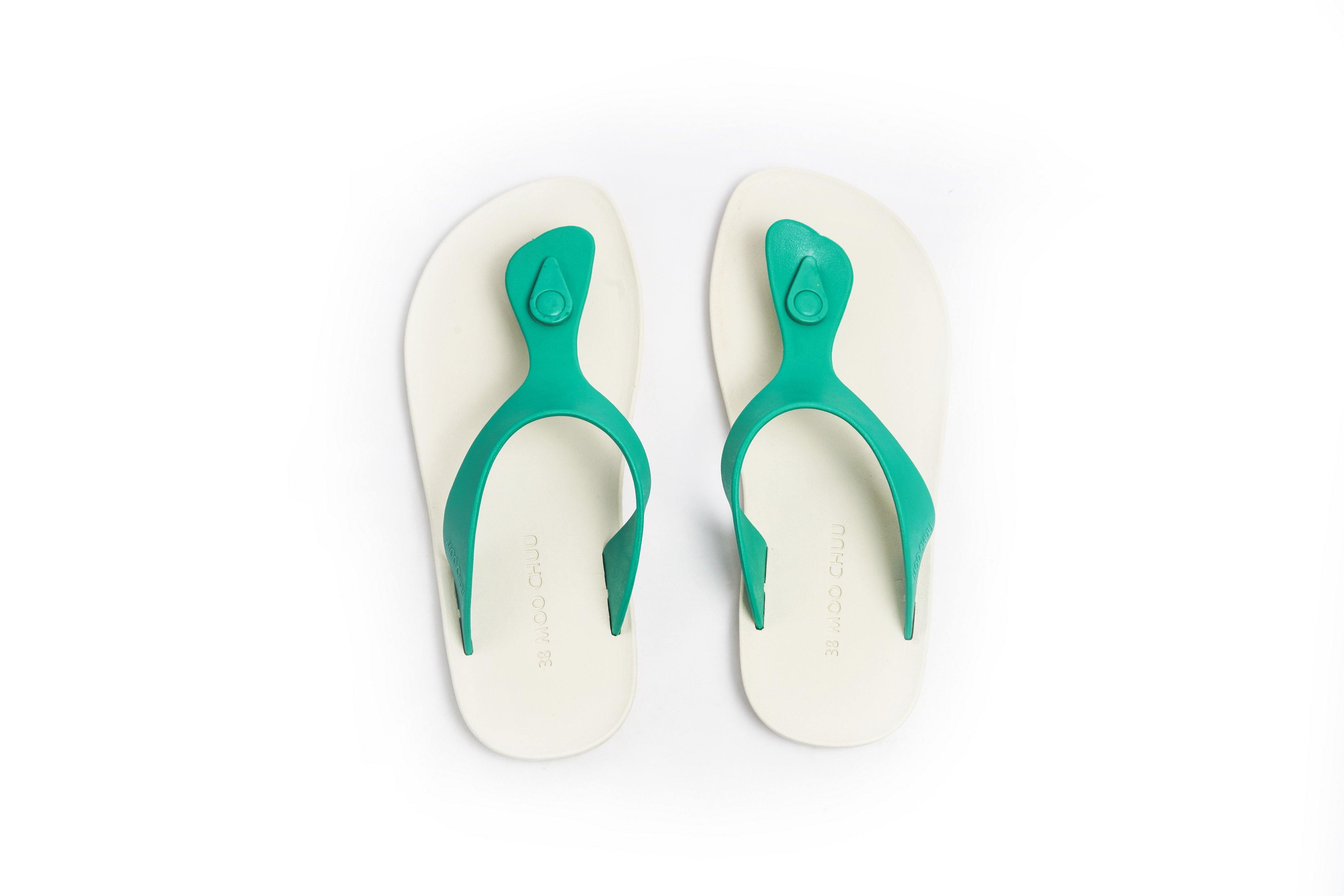 Candy White Sole Green Strap - Moo Chuu India