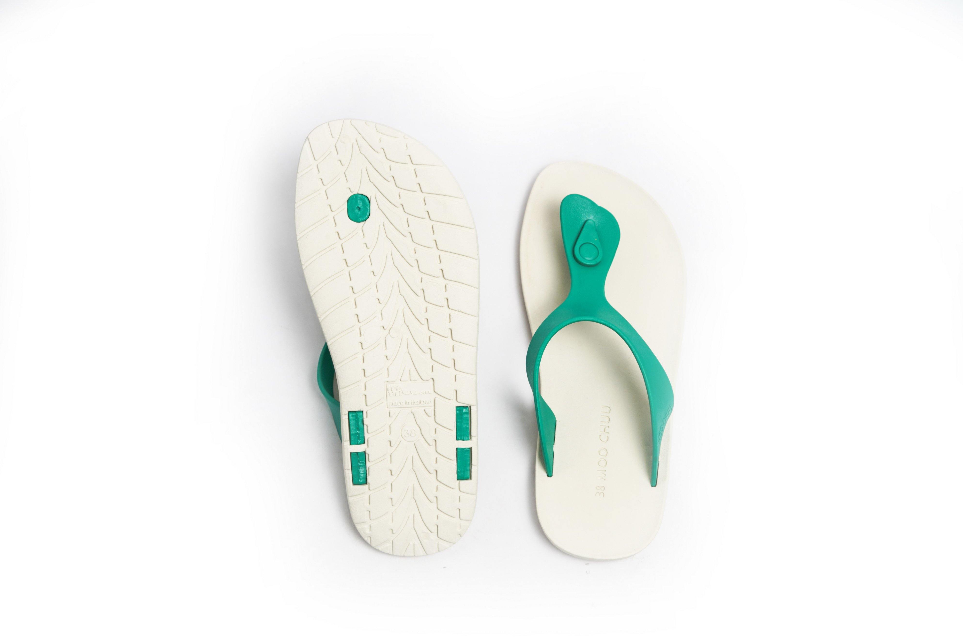Candy White Sole Green Strap - Moo Chuu India