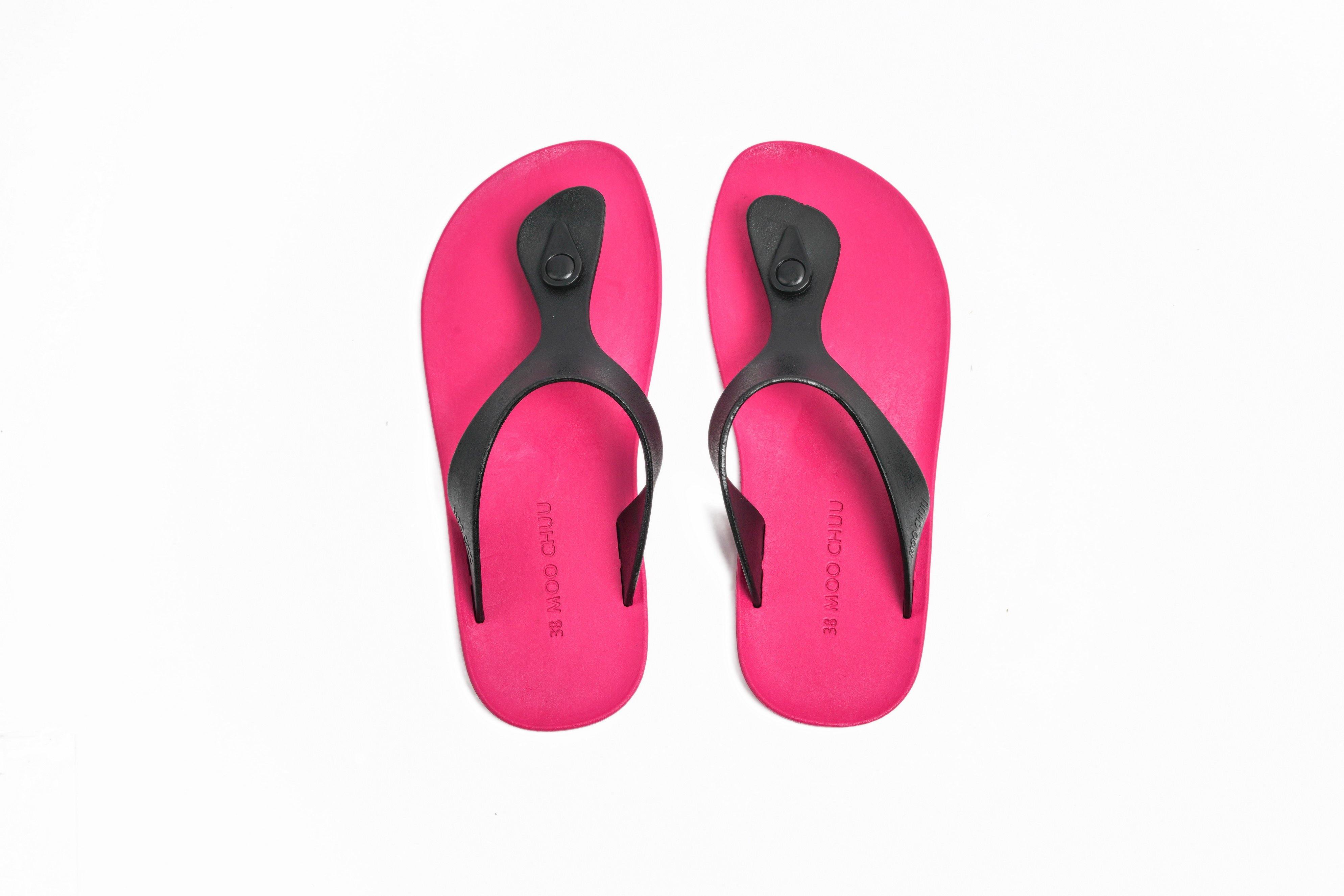 Candy Pink Sole Black Strap - Moo Chuu India