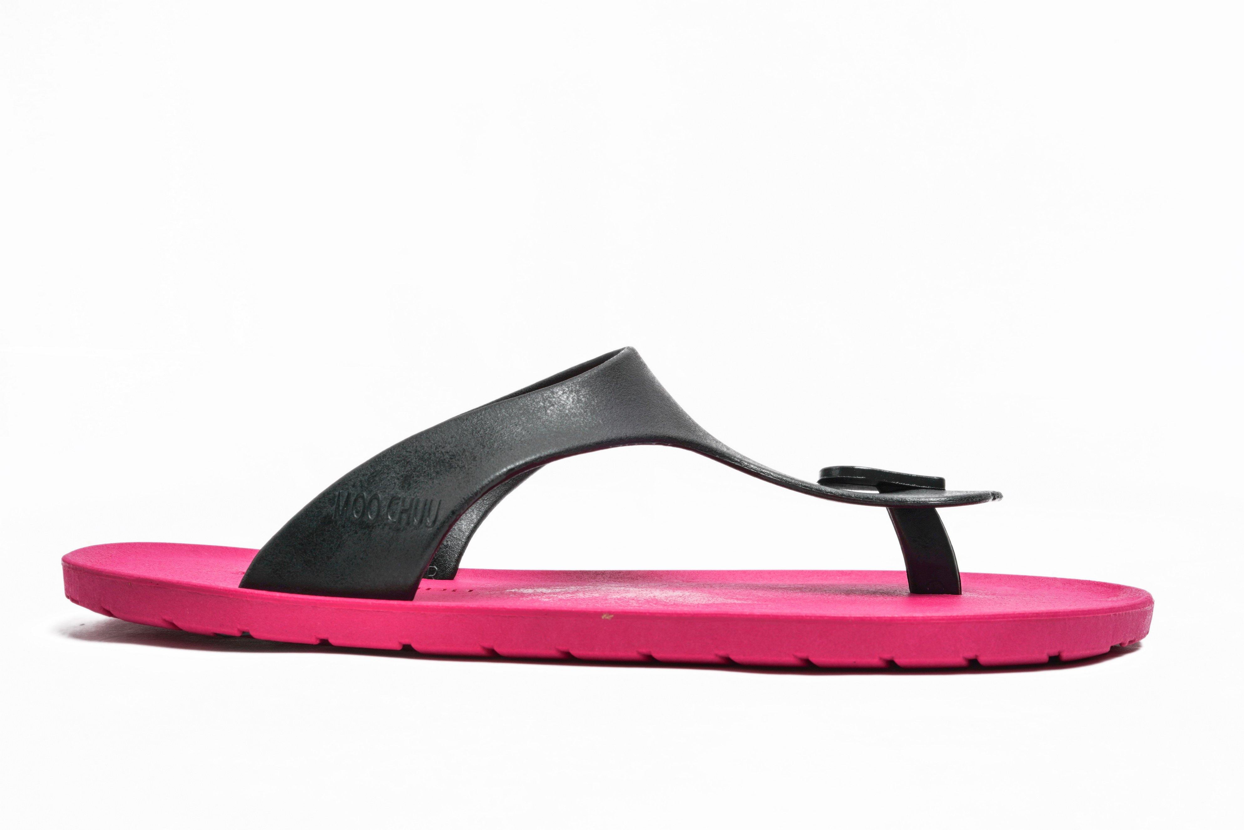 Candy Pink Sole Black Strap - Moo Chuu India