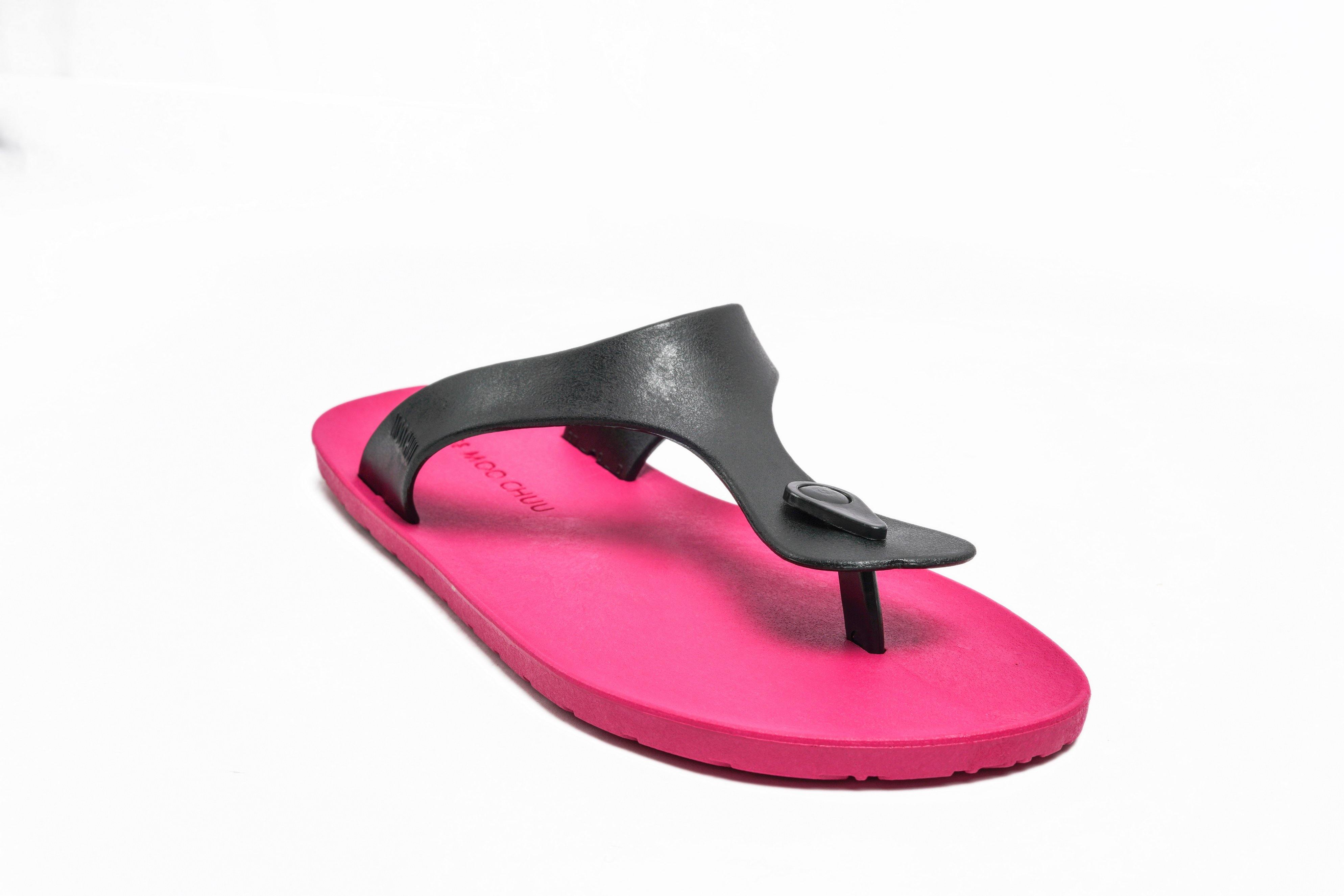 Candy Pink Sole Black Strap - Moo Chuu India