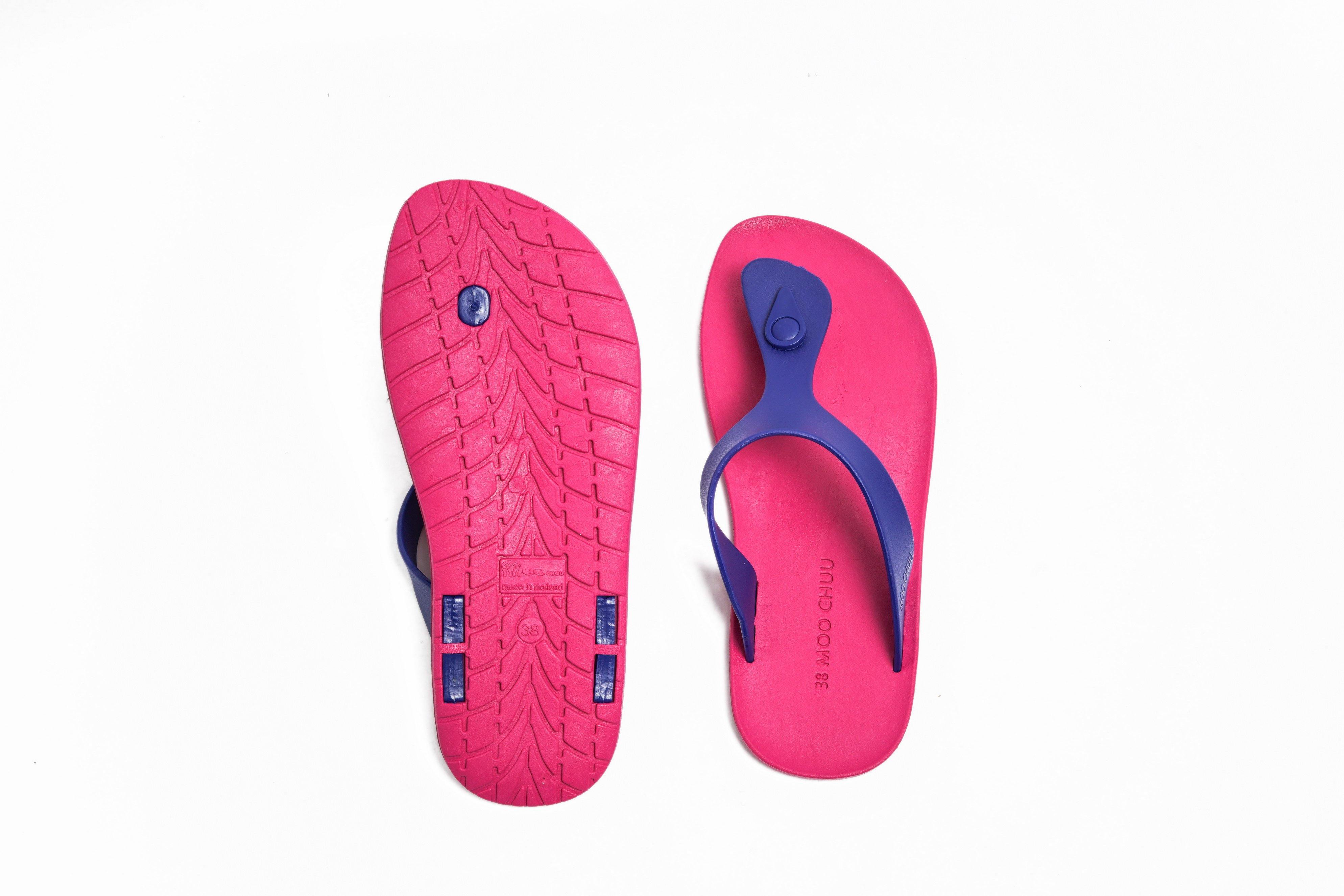 Candy Pink Sole Blue Strap - Moo Chuu India