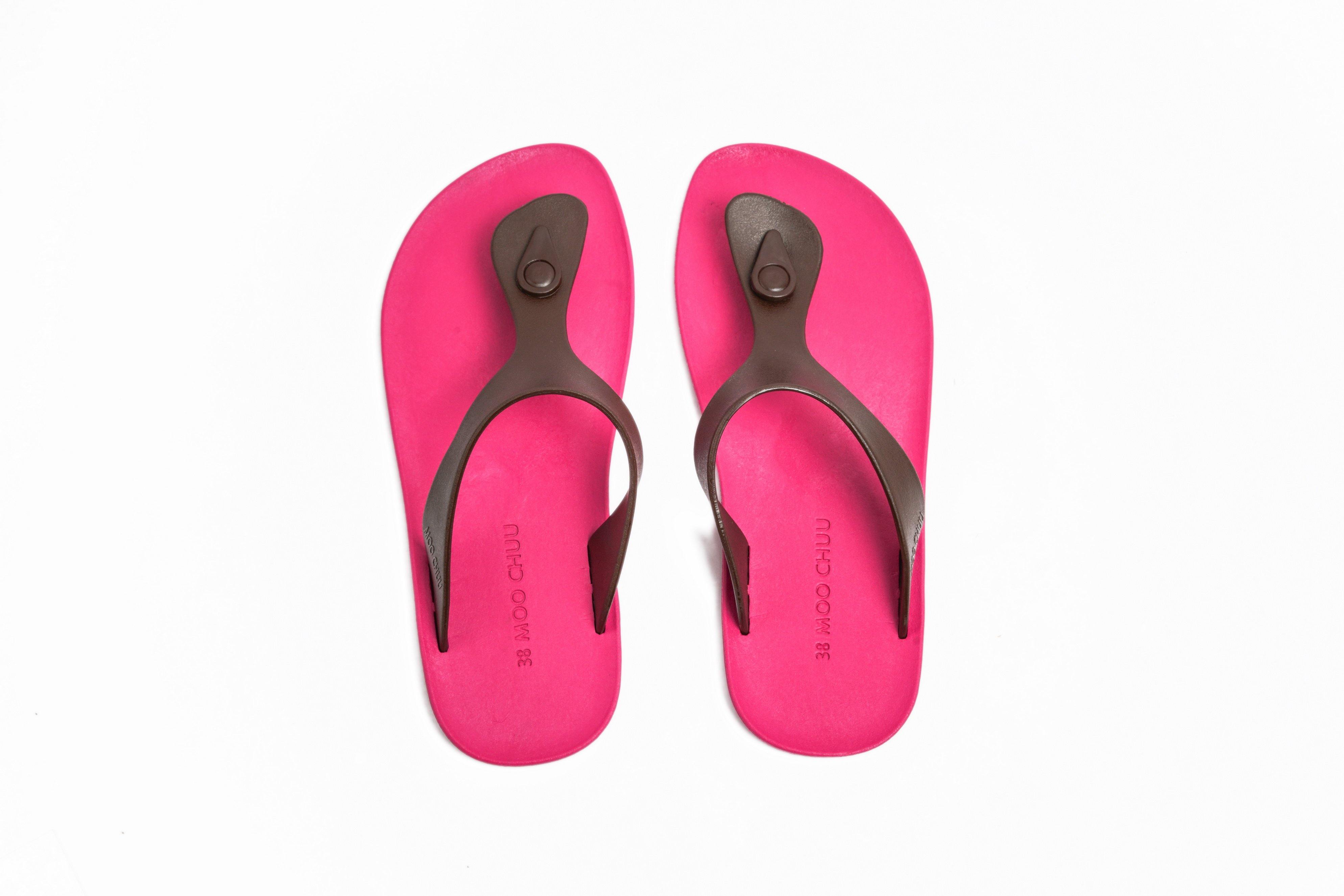 Candy Pink Sole Brown Strap - Moo Chuu India