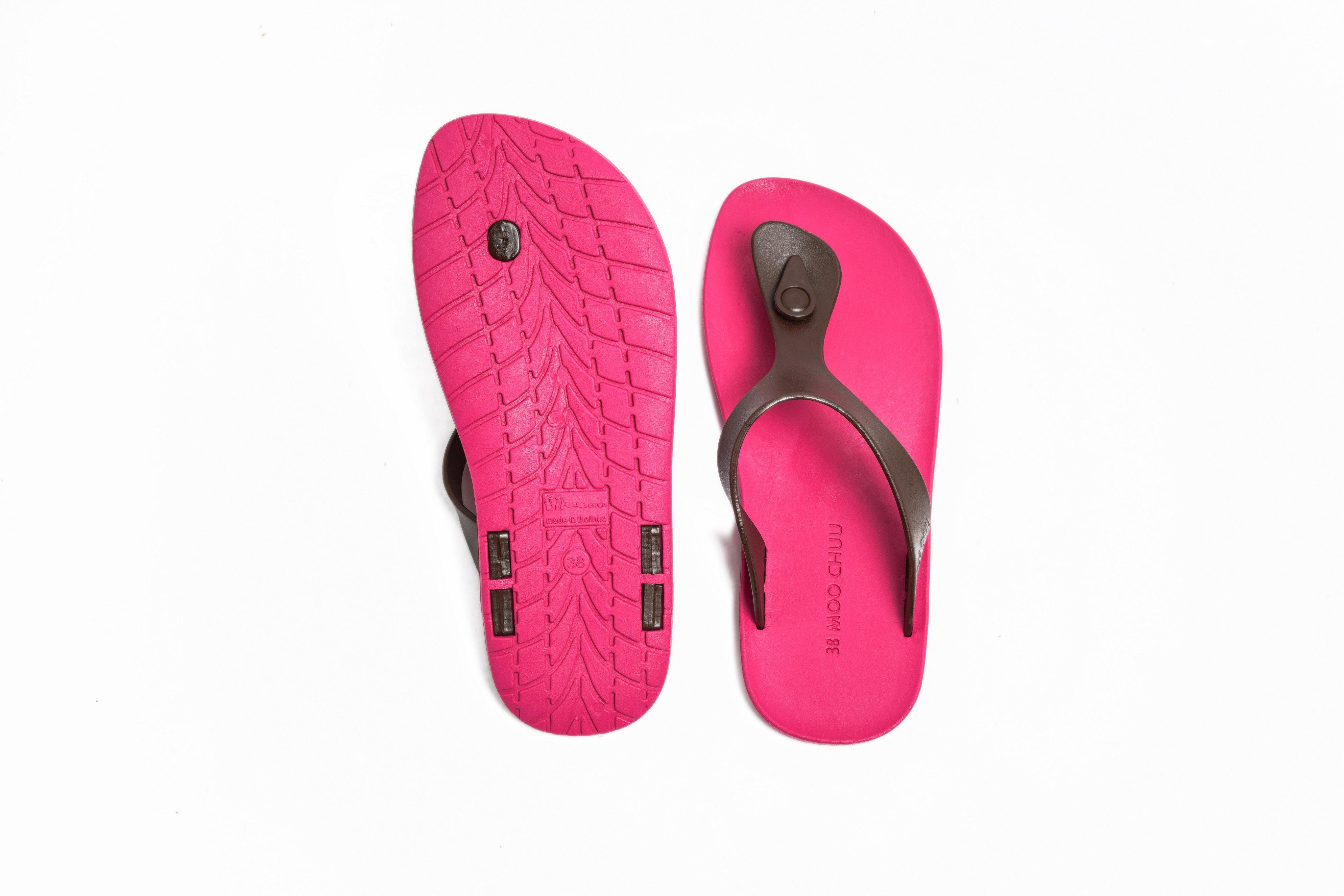 Candy Pink Sole Brown Strap - Moo Chuu India