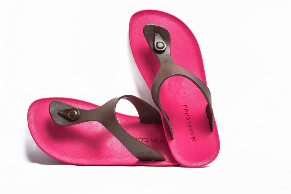 Candy Pink Sole Brown Strap - Moo Chuu India