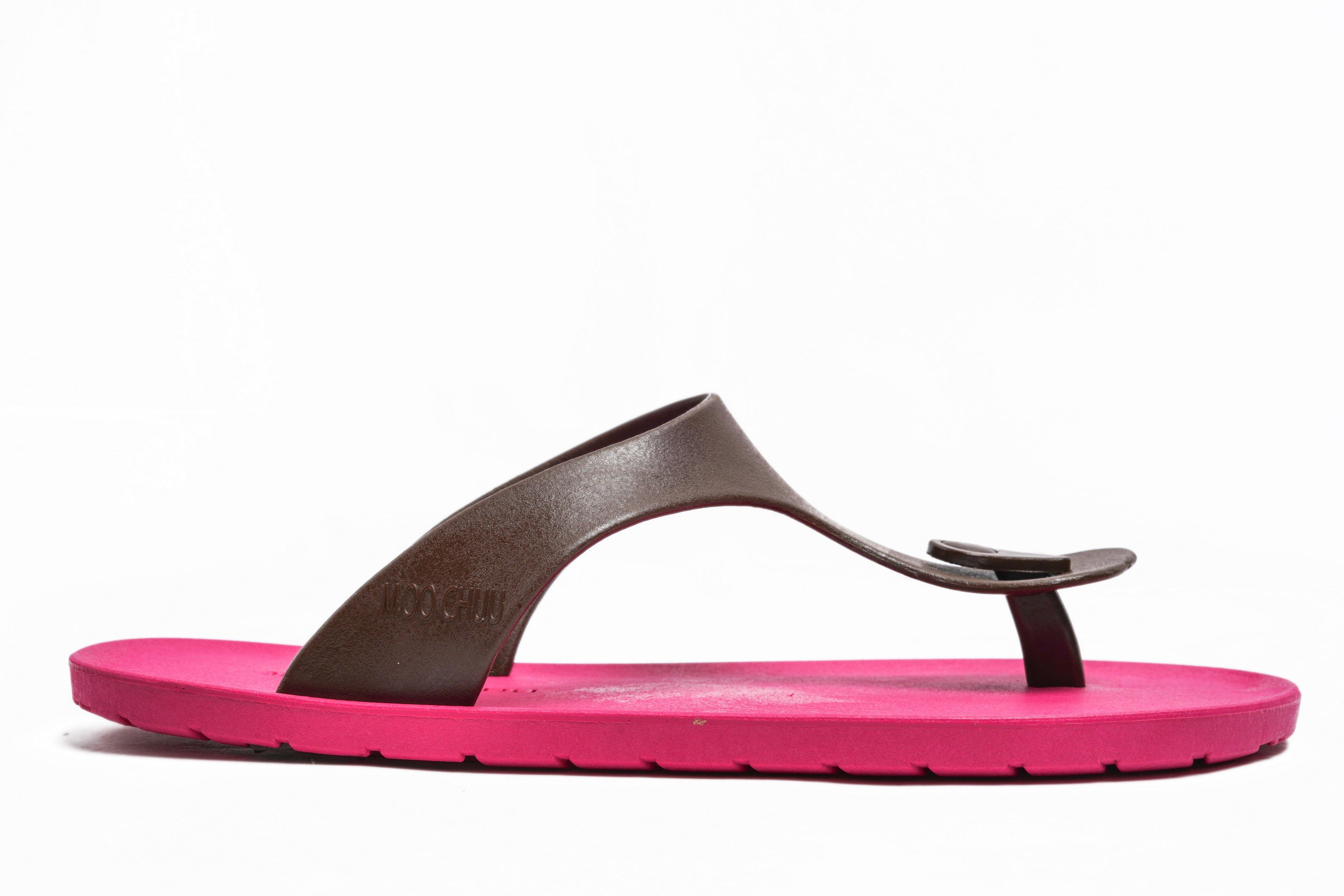 Candy Pink Sole Brown Strap - Moo Chuu India