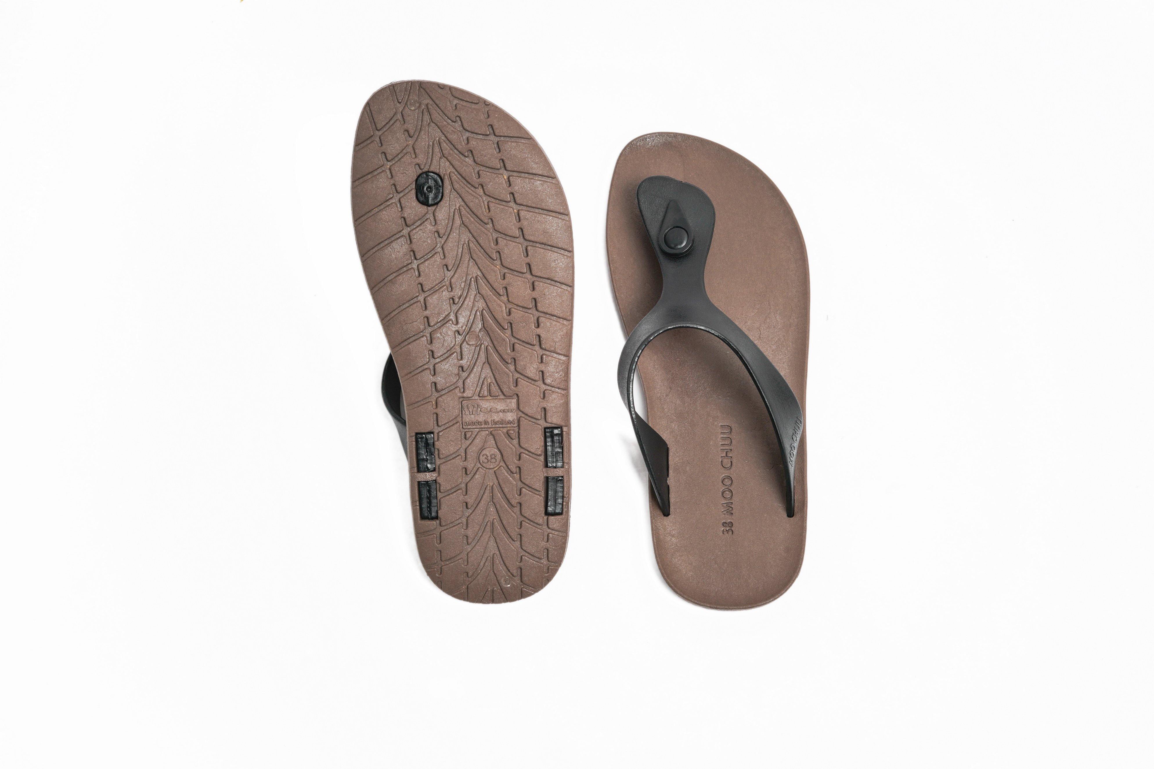 Candy Brown Sole Black Strap - Moo Chuu India