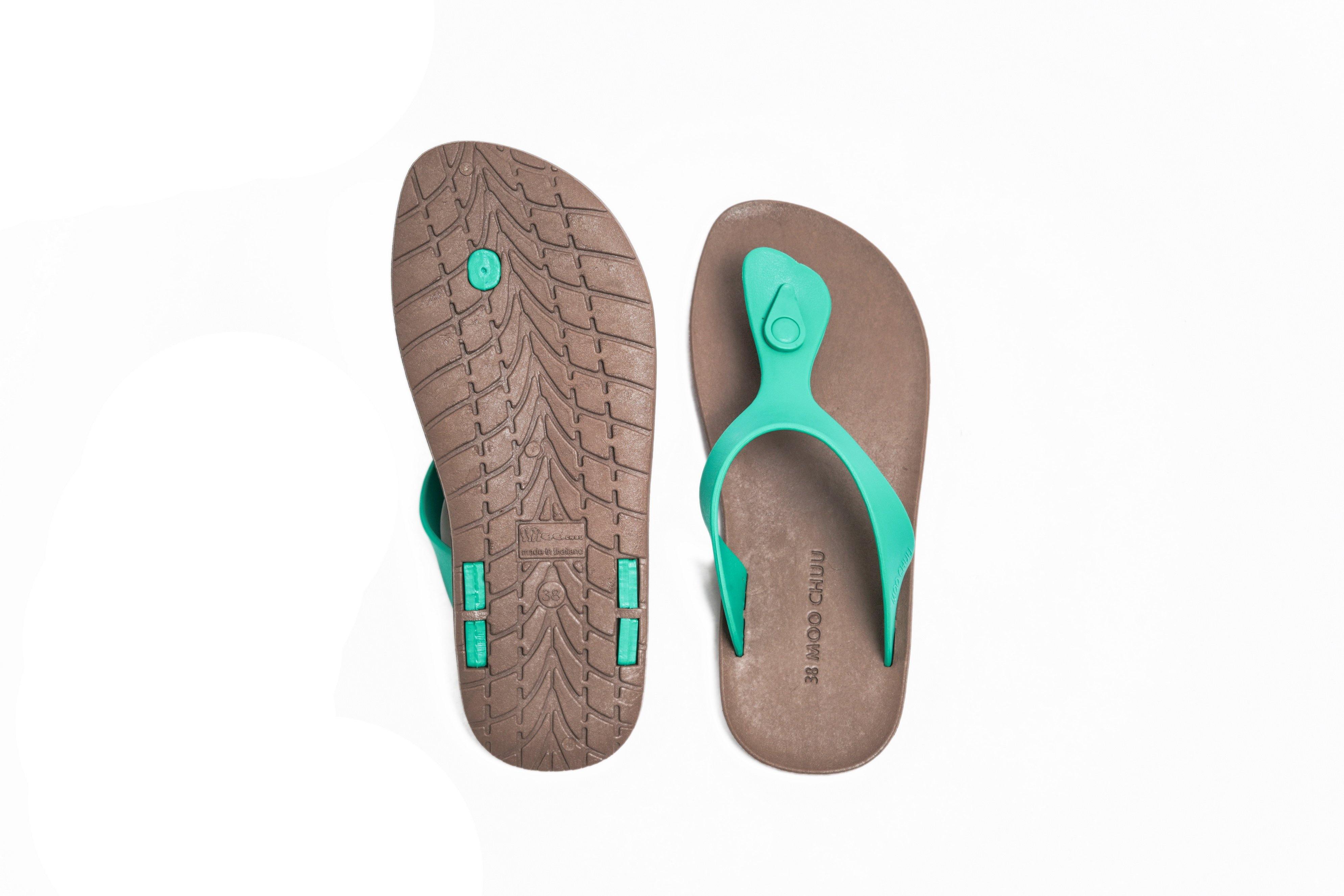 Candy Brown Sole Green Strap - Moo Chuu India