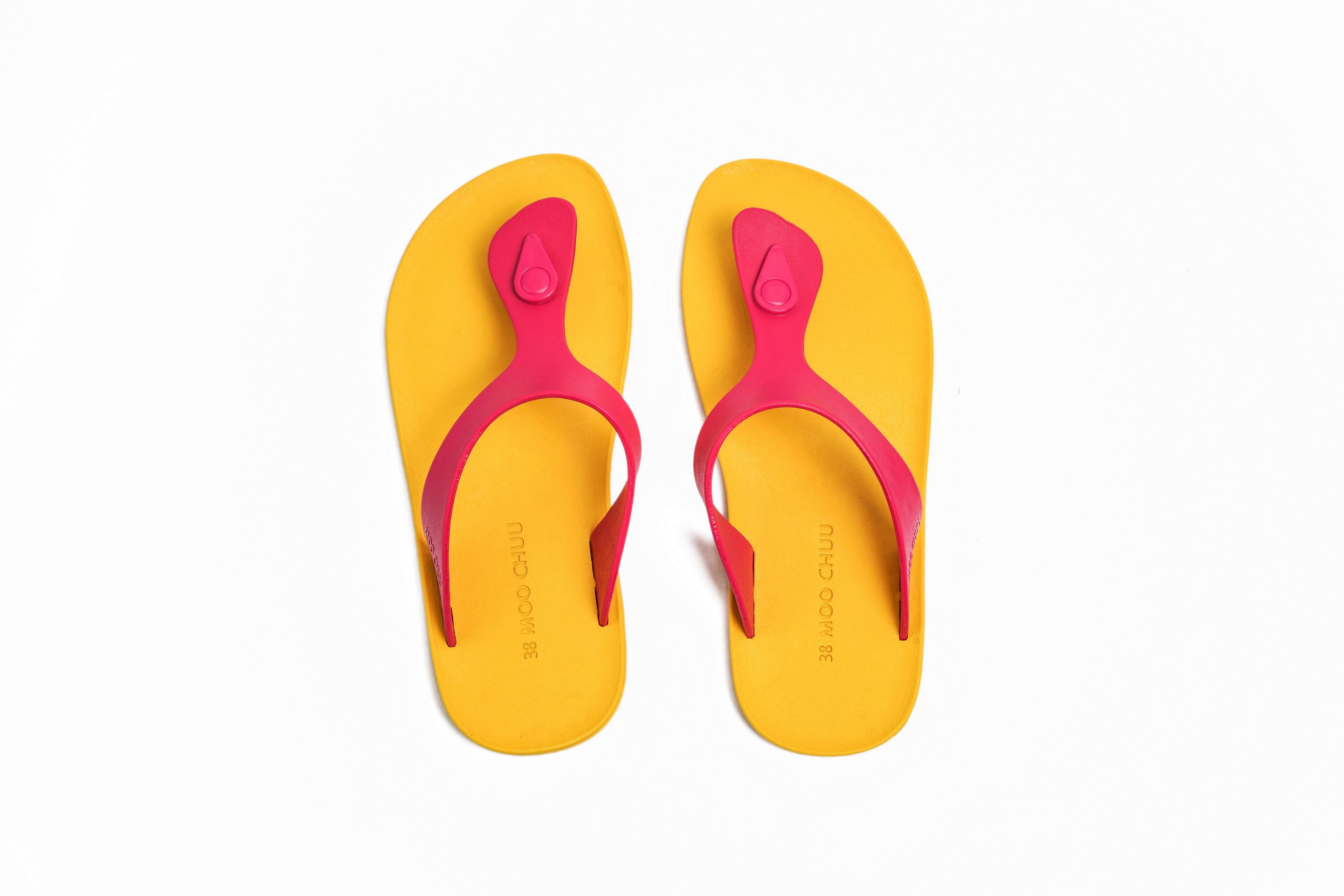 Candy Yellow Sole Pink Strap - Moo Chuu India