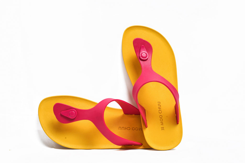 Candy Yellow Sole Pink Strap - Moo Chuu India