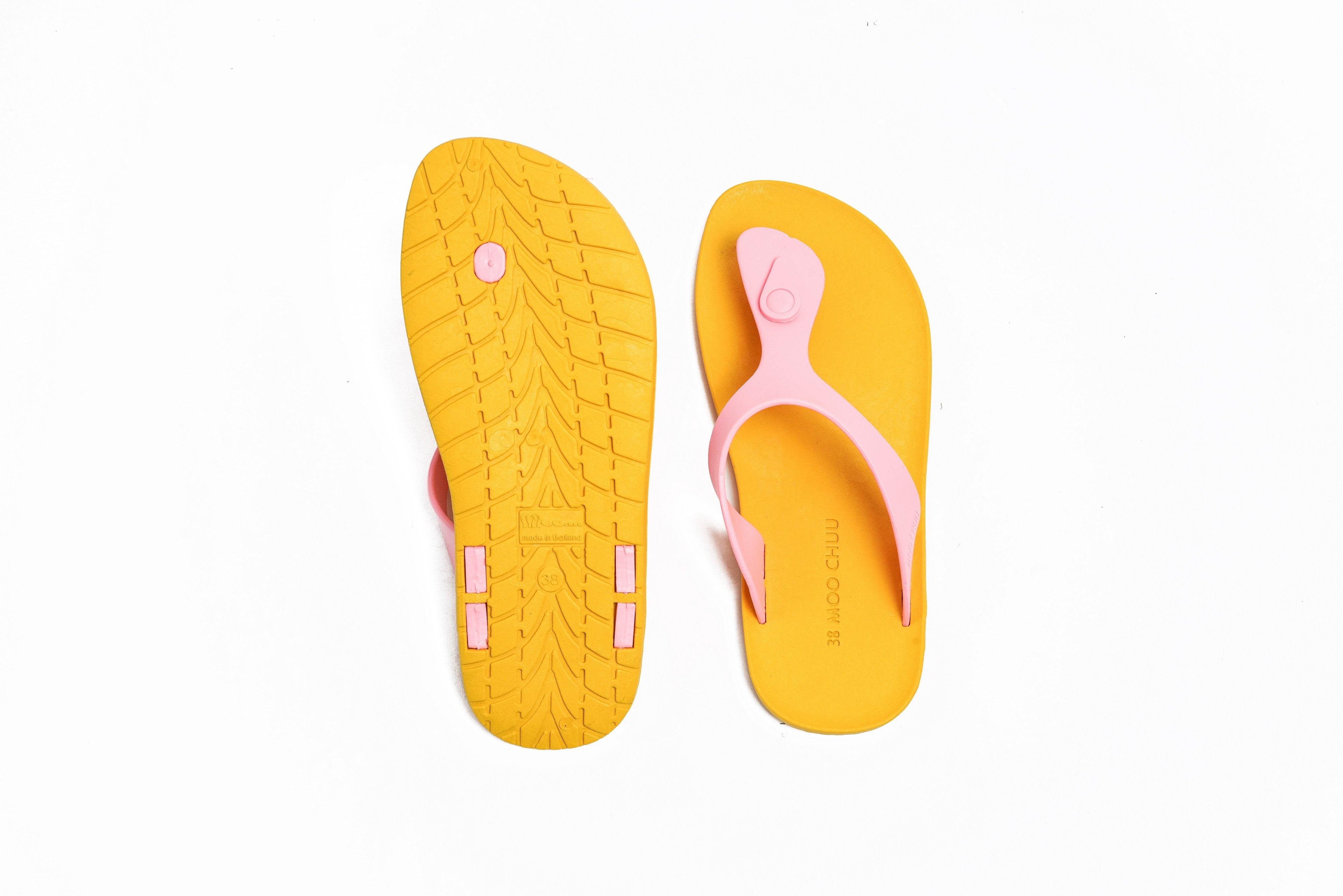 Candy Yellow Sole Light Pink Strap - Moo Chuu India