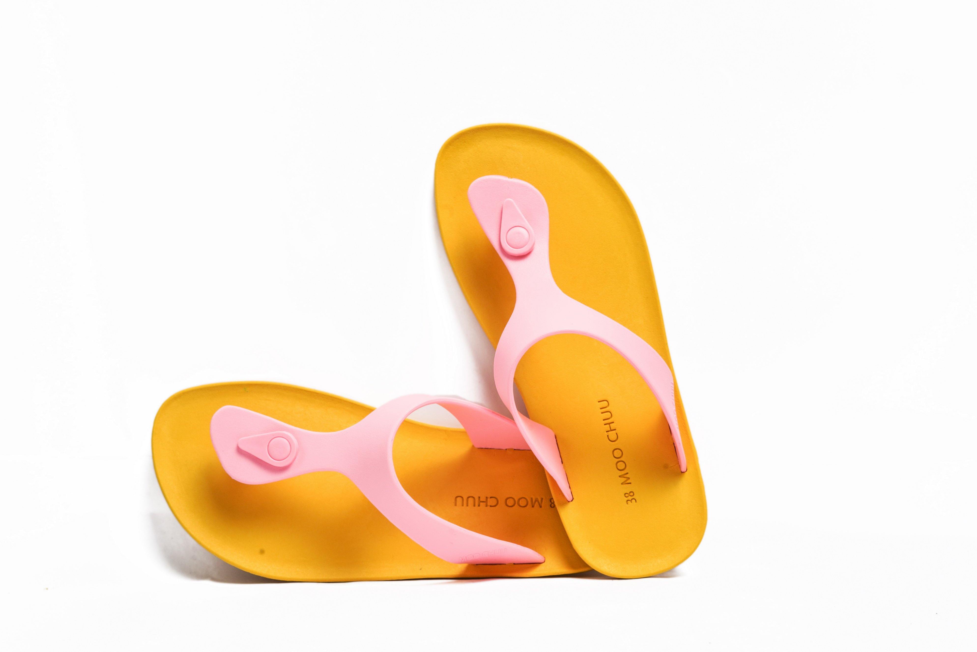 Candy Yellow Sole Light Pink Strap - Moo Chuu India