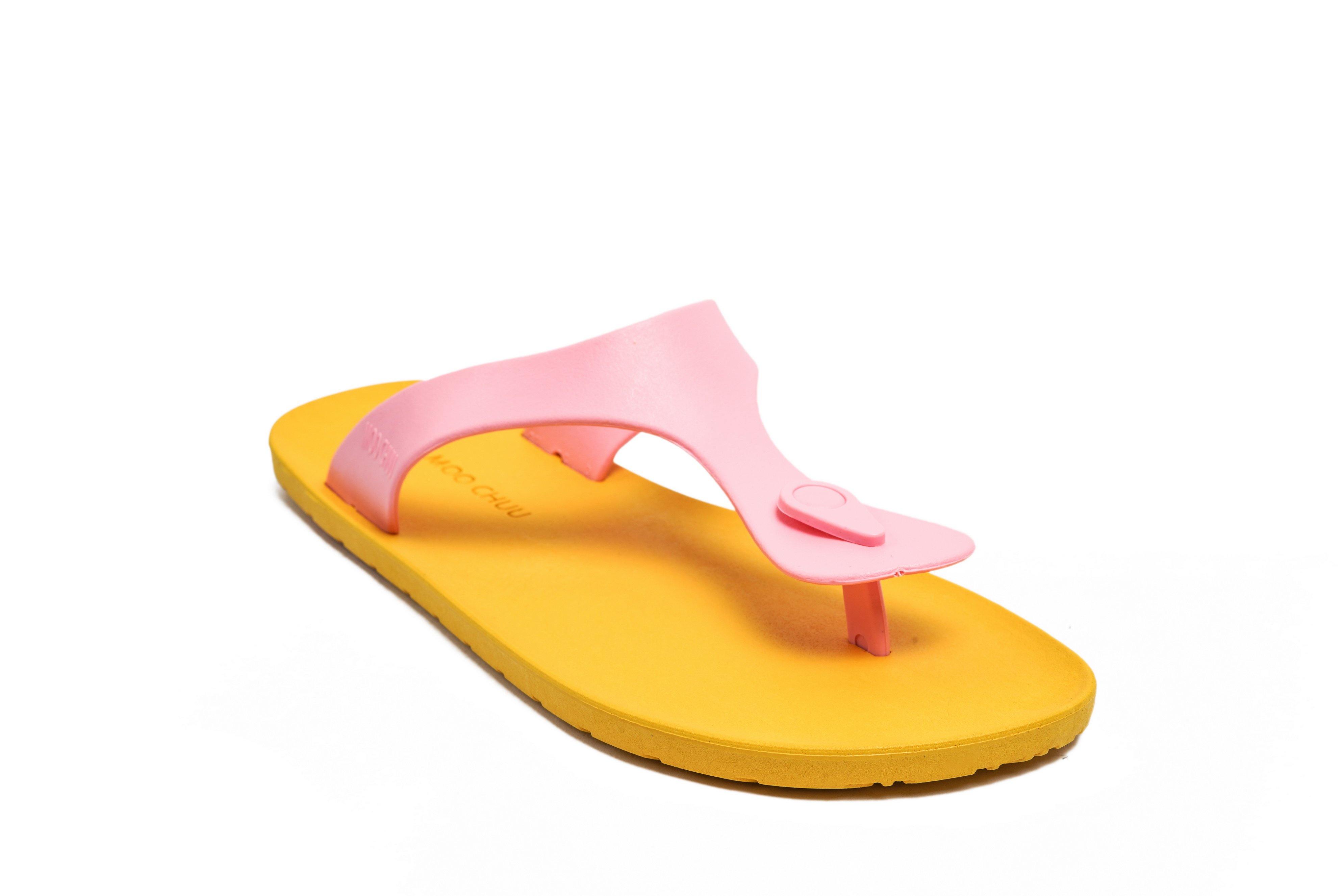 Candy Yellow Sole Light Pink Strap - Moo Chuu India