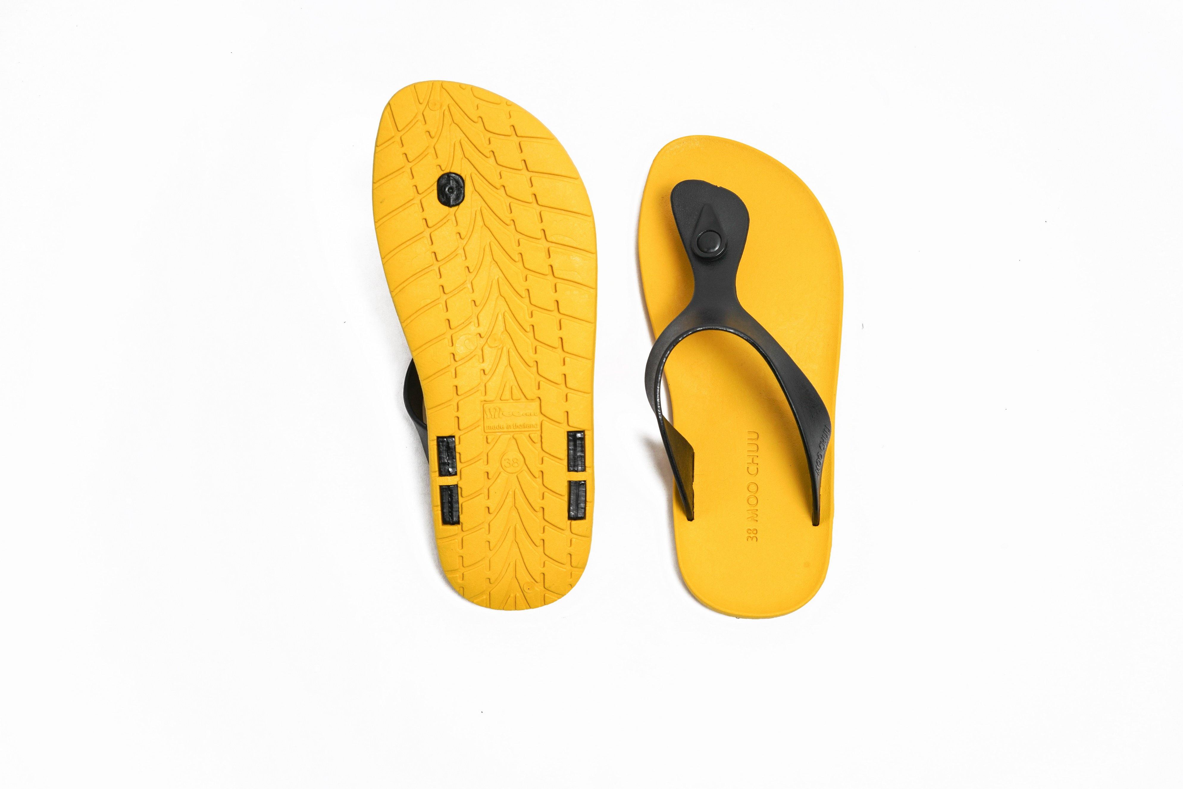 Candy Yellow Sole Black Strap - Moo Chuu India