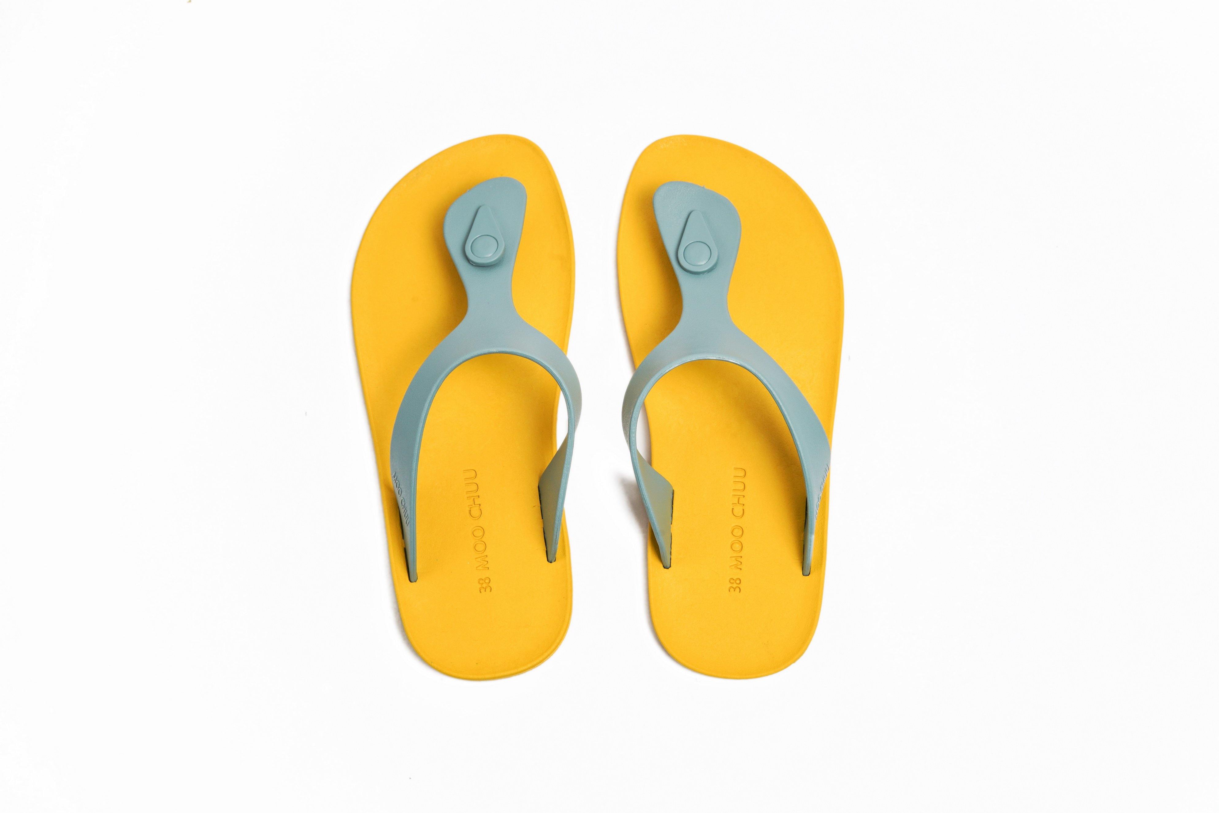 Candy Yellow Sole Grey Strap - Moo Chuu India