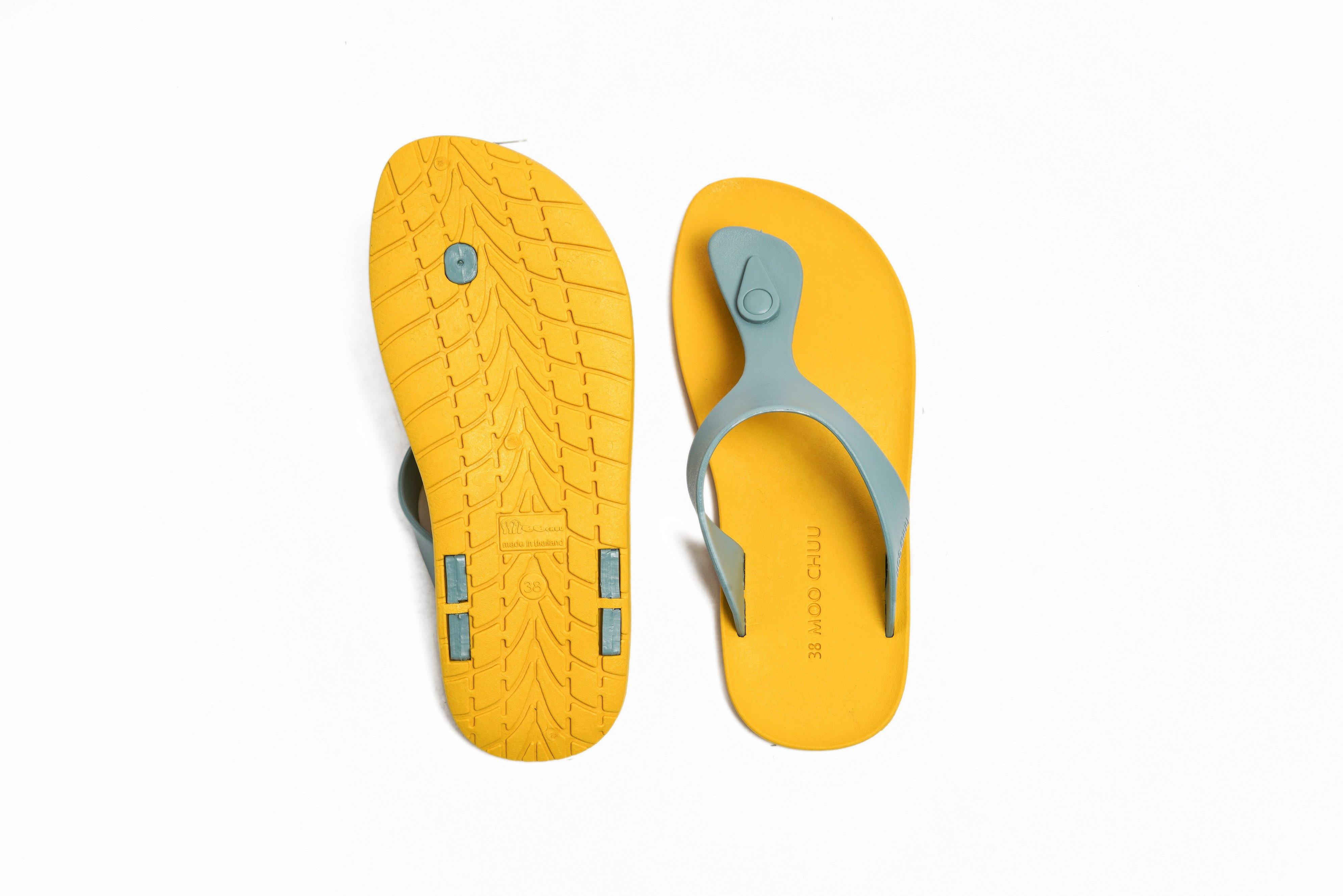 Candy Yellow Sole Grey Strap - Moo Chuu India