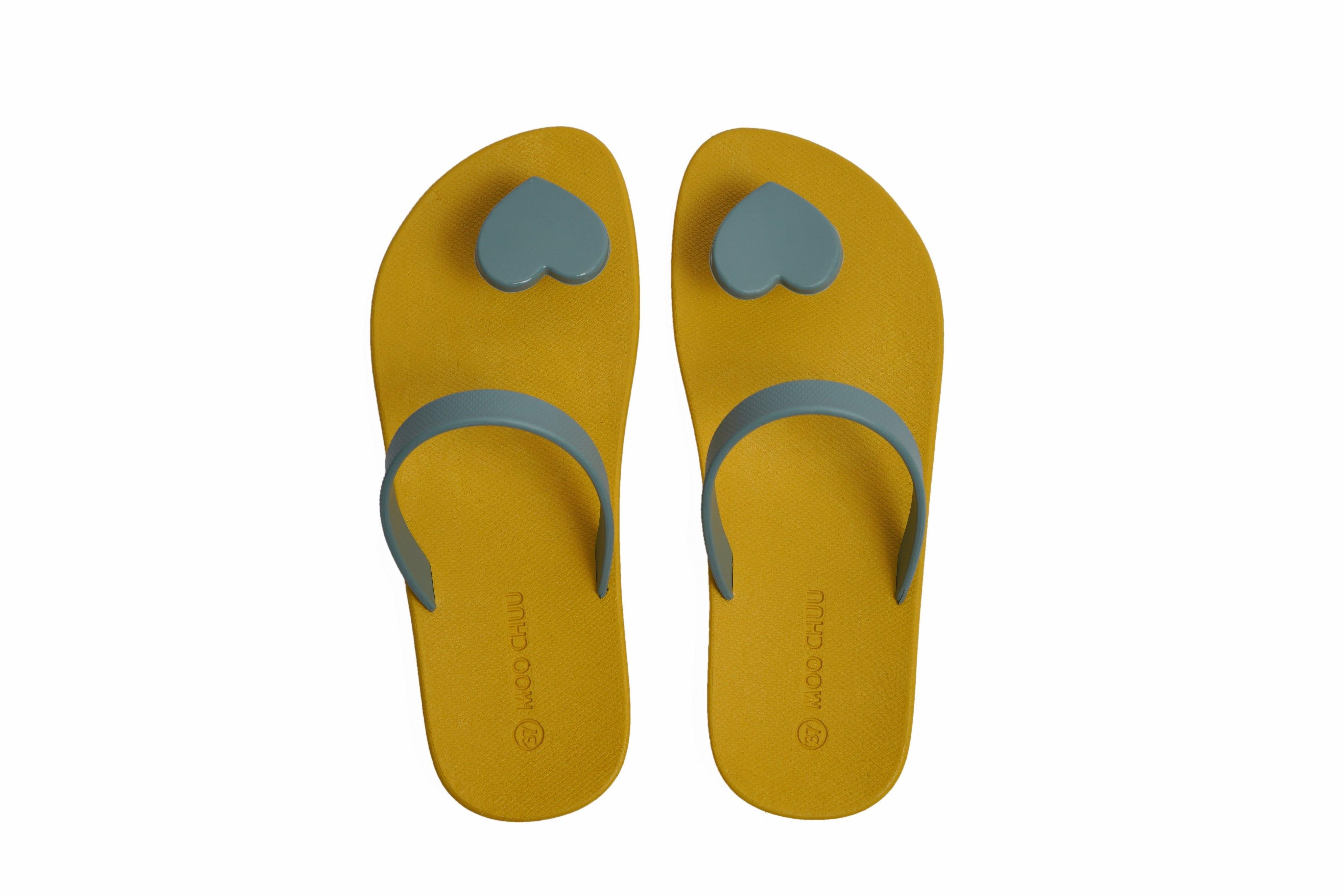 Sweety Heart Yellow Sole Grey Strap - Moo Chuu India