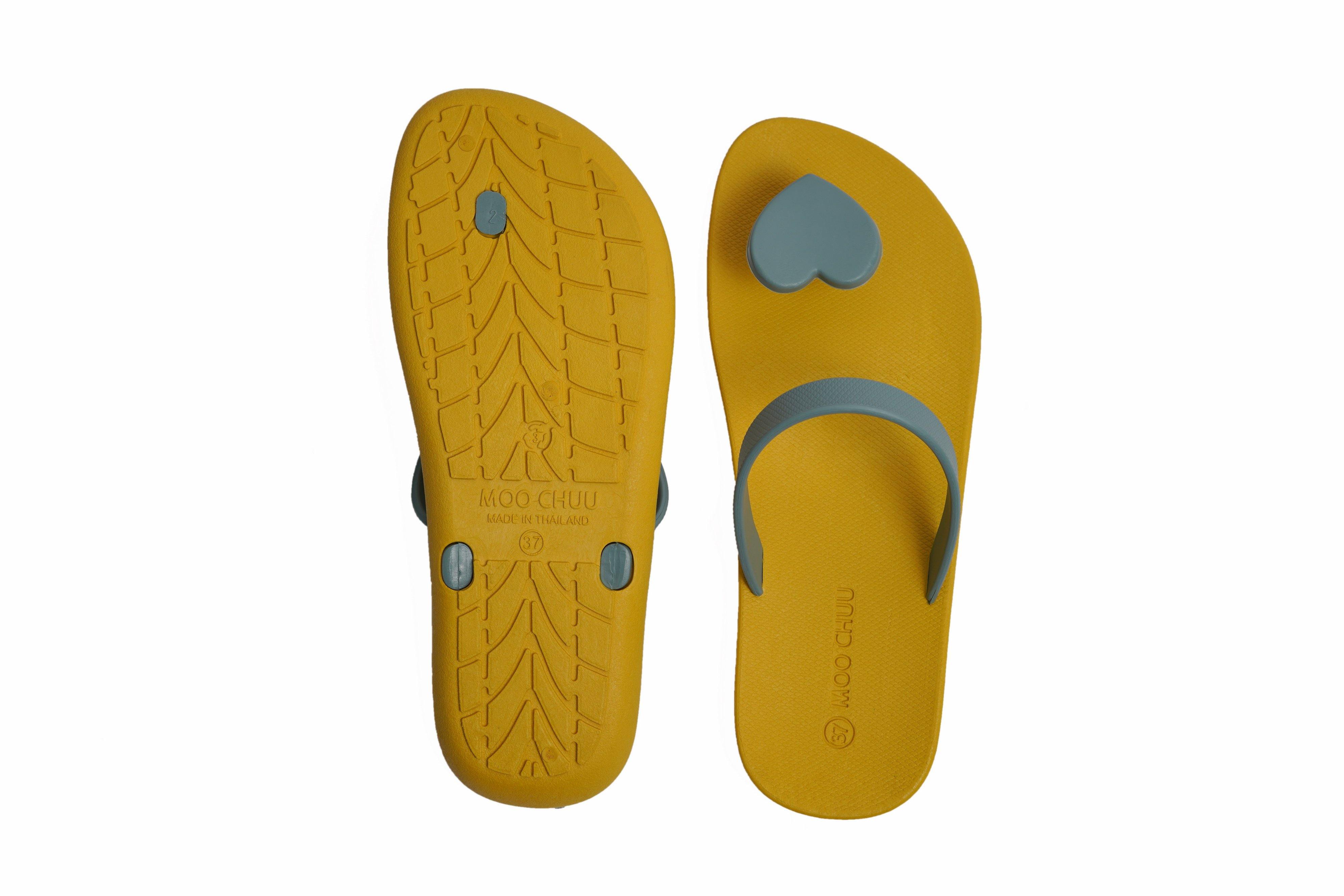Sweety Heart Yellow Sole Grey Strap - Moo Chuu India