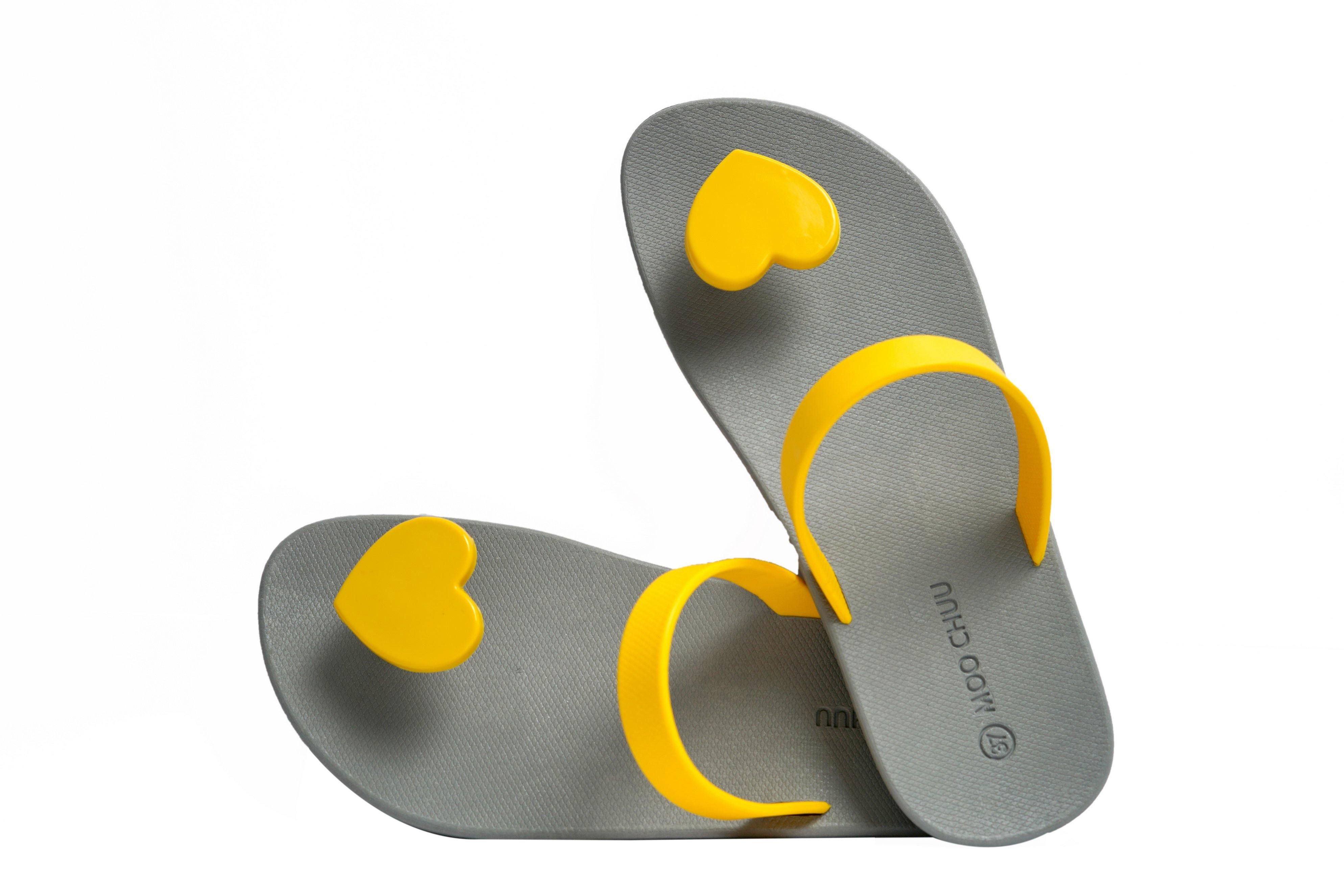 Sweety Heart Grey Sole Yellow Strap - Moo Chuu India