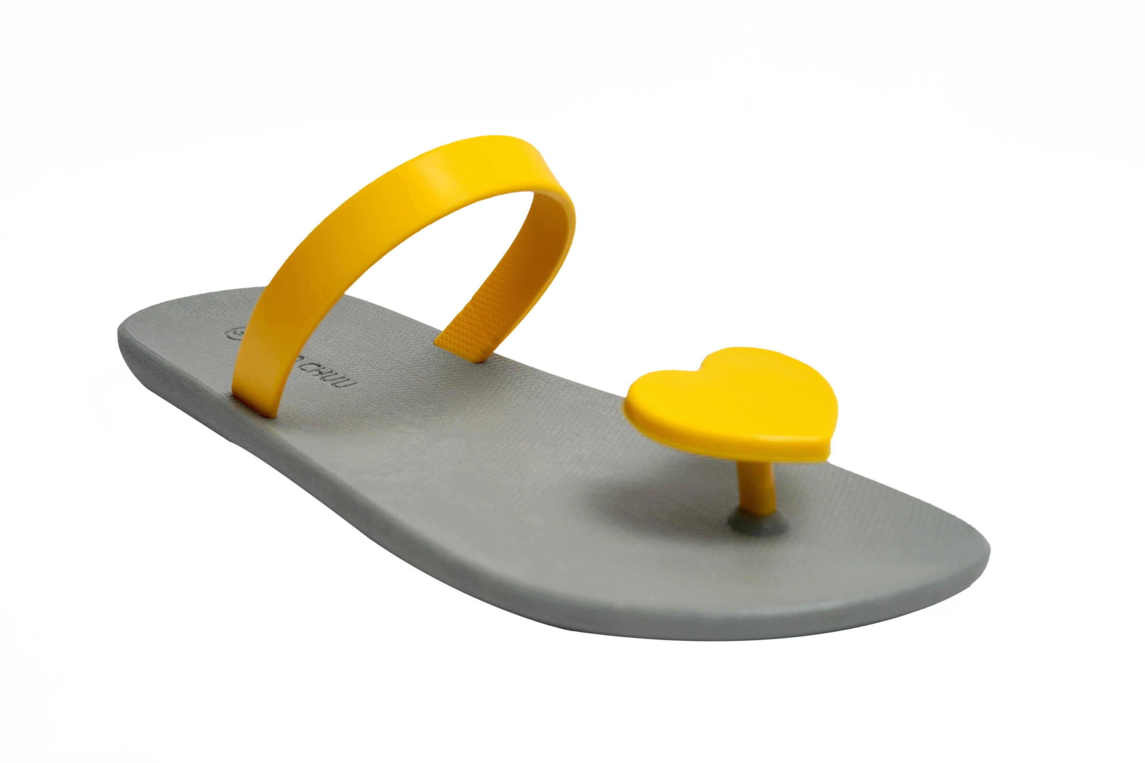 Sweety Heart Grey Sole Yellow Strap - Moo Chuu India