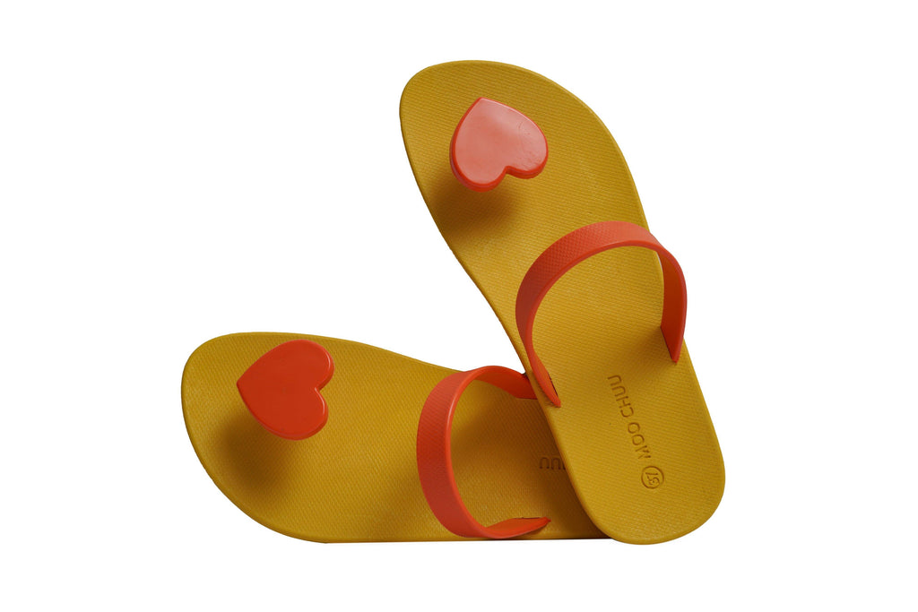 Sweety Heart Yellow Sole Orange Strap - Moo Chuu India
