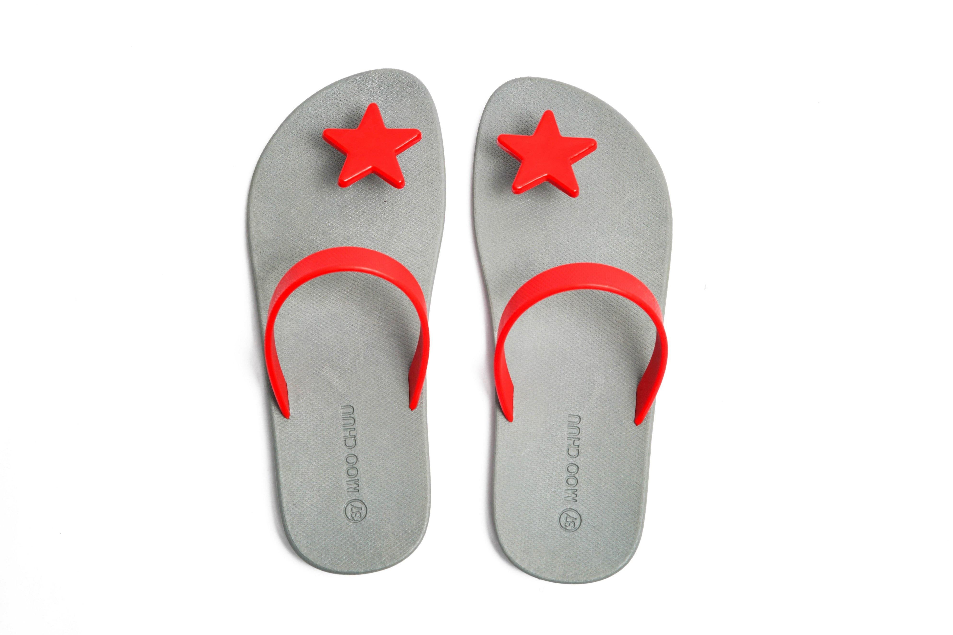 Sweety Star Grey Sole Red Strap - Moo Chuu India