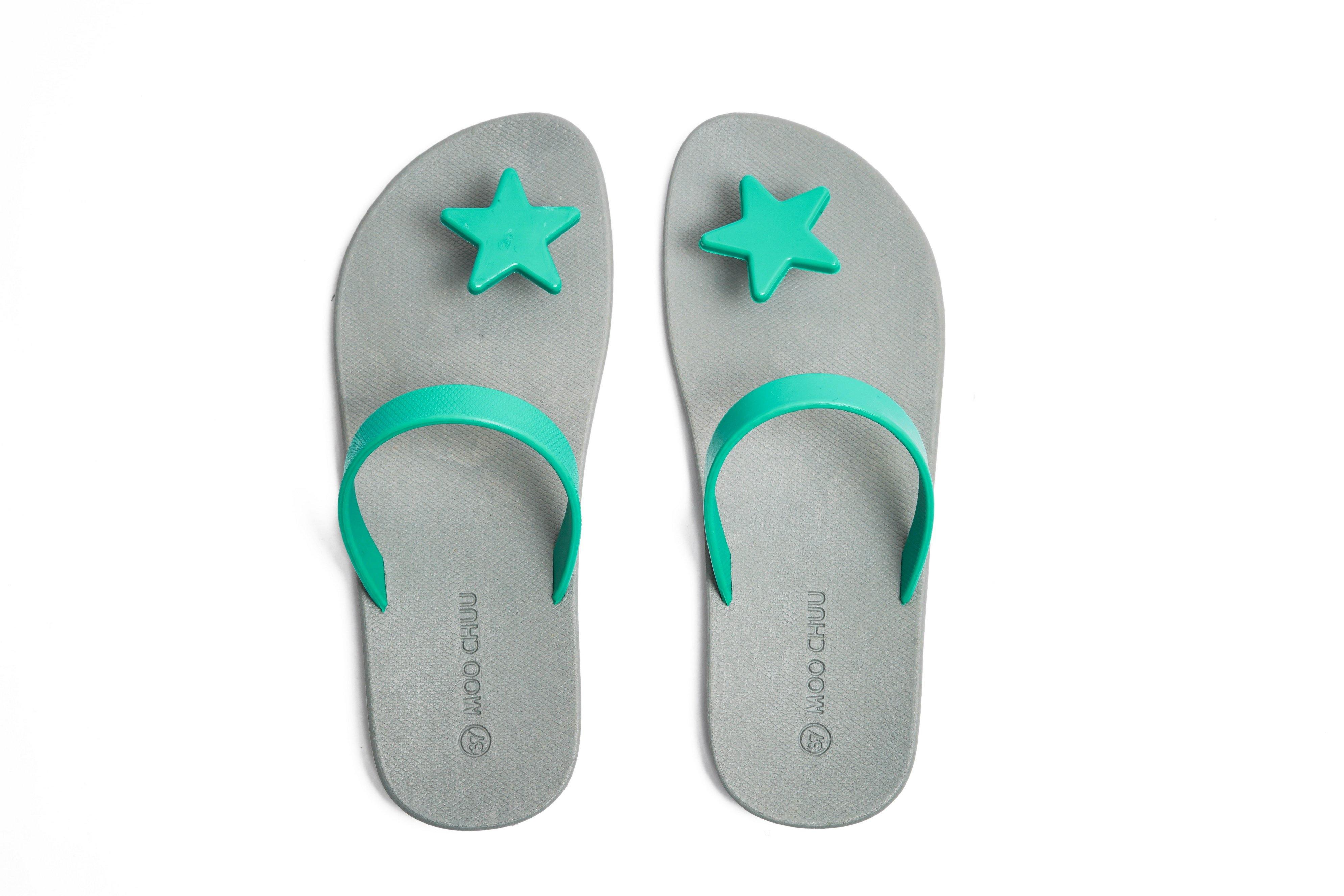 Sweety Star Grey Sole Green Strap - Moo Chuu India