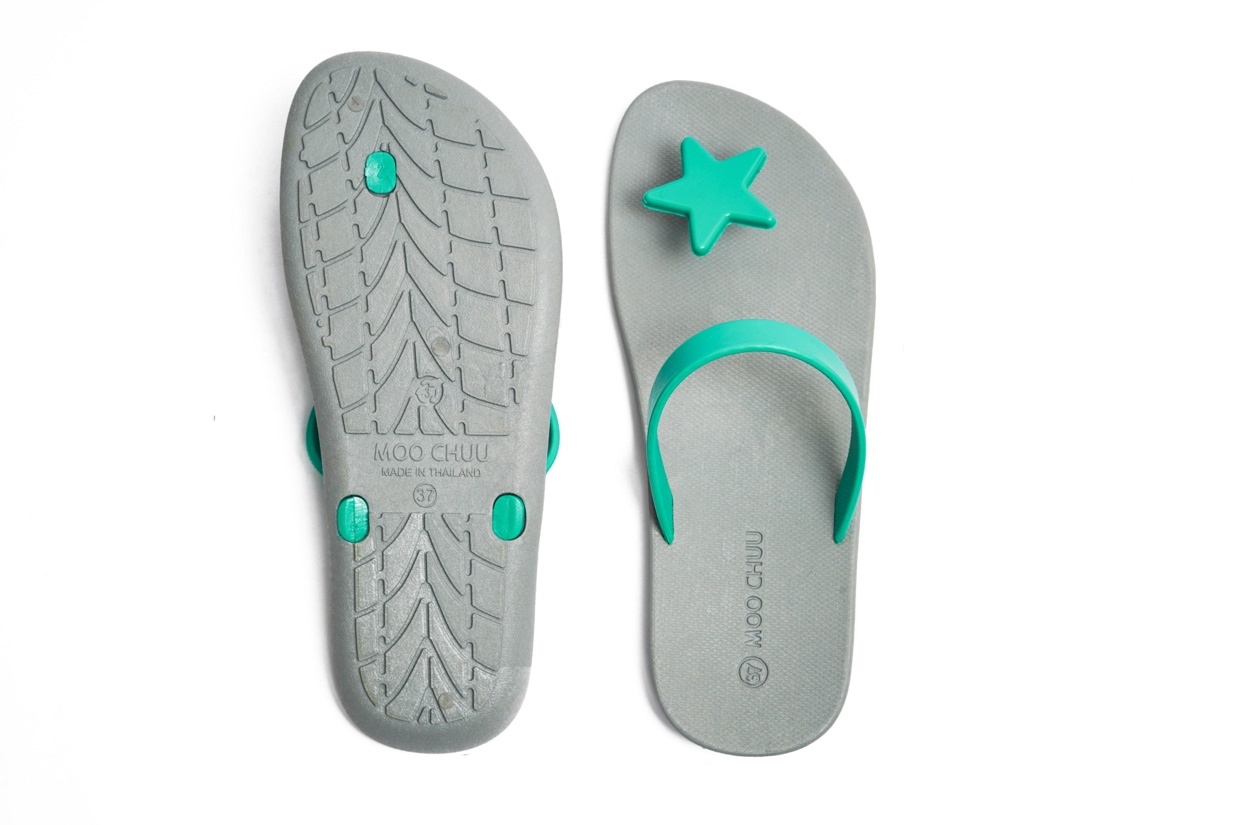 Sweety Star Grey Sole Green Strap - Moo Chuu India