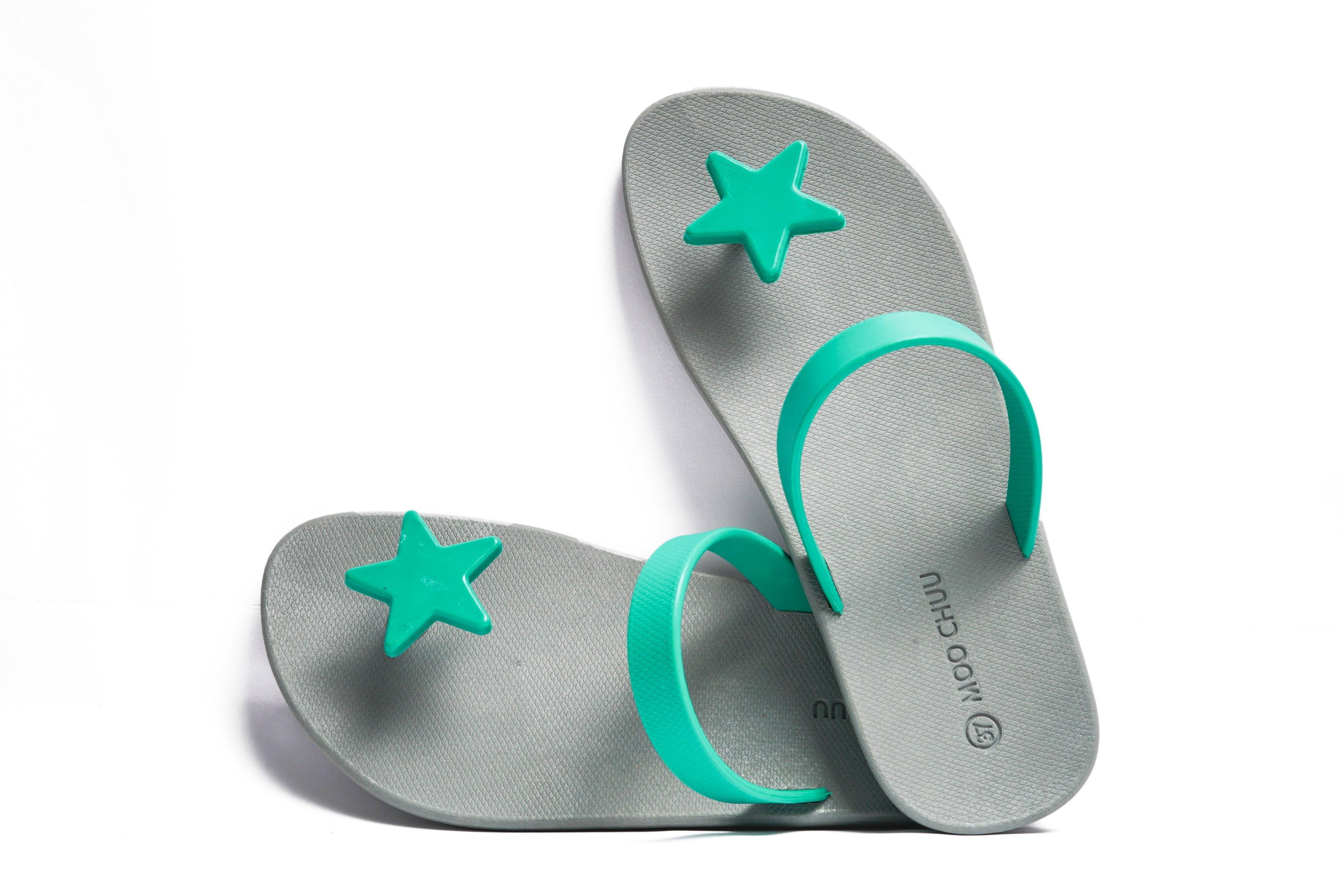 Sweety Star Grey Sole Green Strap - Moo Chuu India