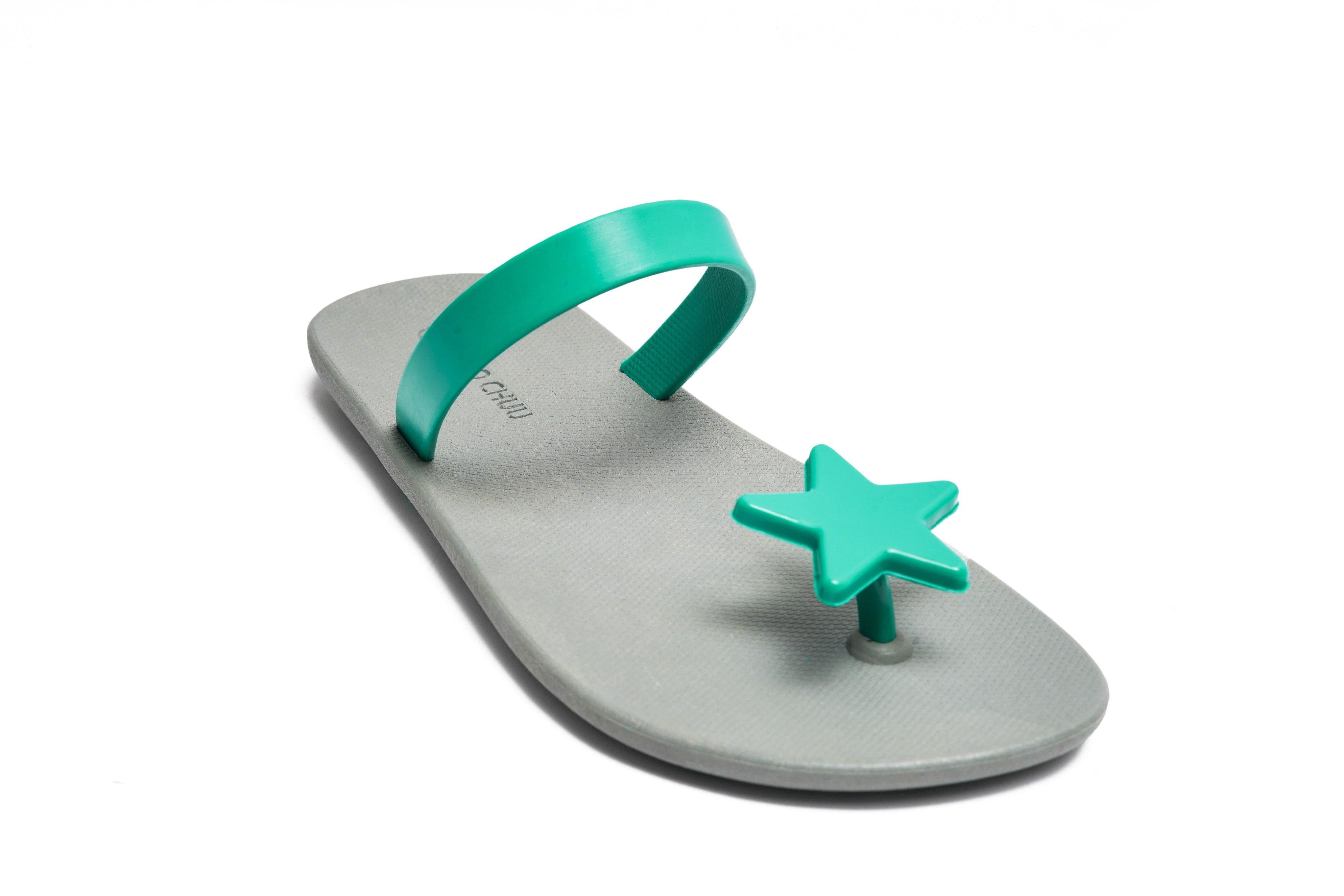 Sweety Star Grey Sole Green Strap - Moo Chuu India