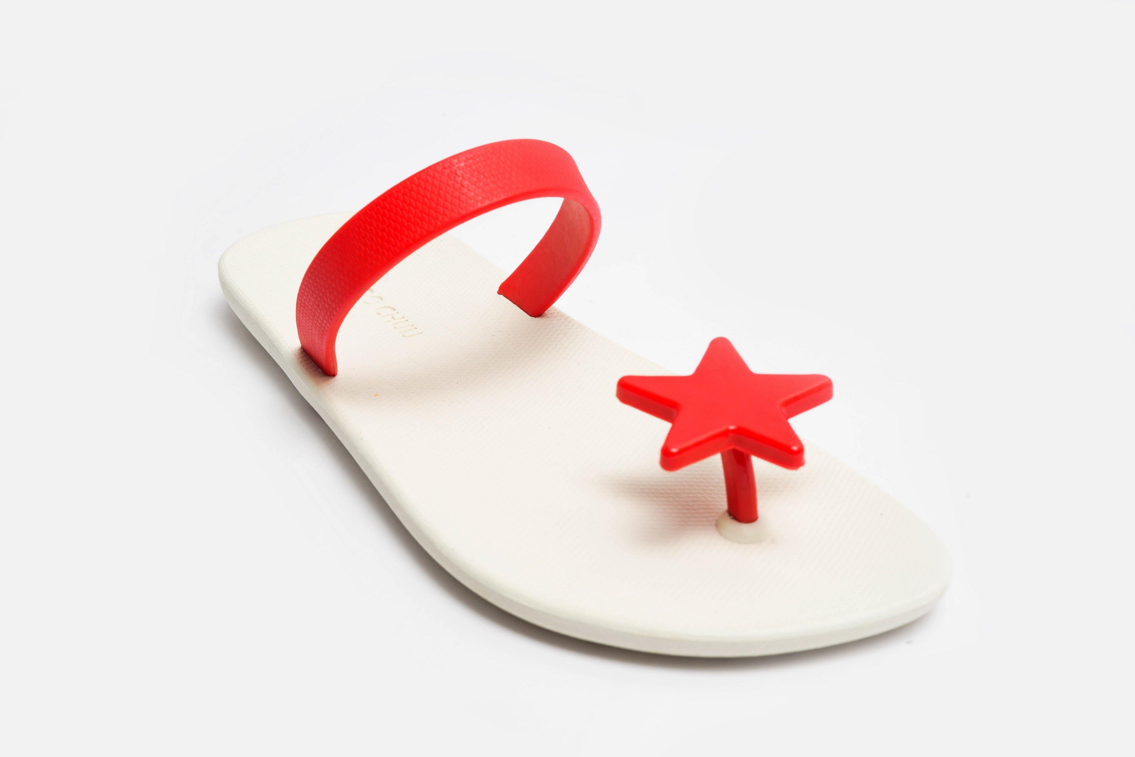 Sweety Star White Sole Red Strap - Moo Chuu India