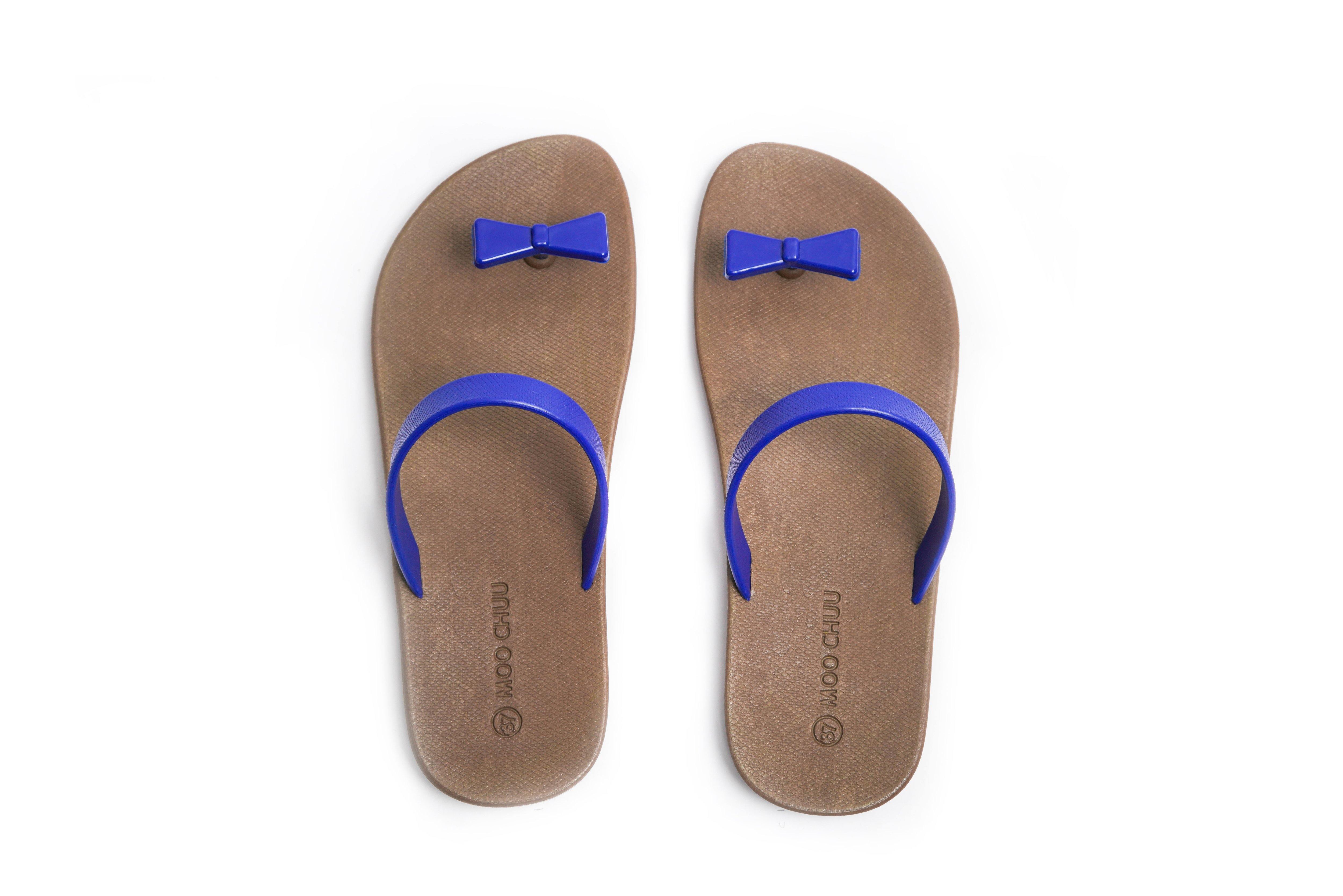 Sweety Bow Brown Sole Blue Strap - Moo Chuu India