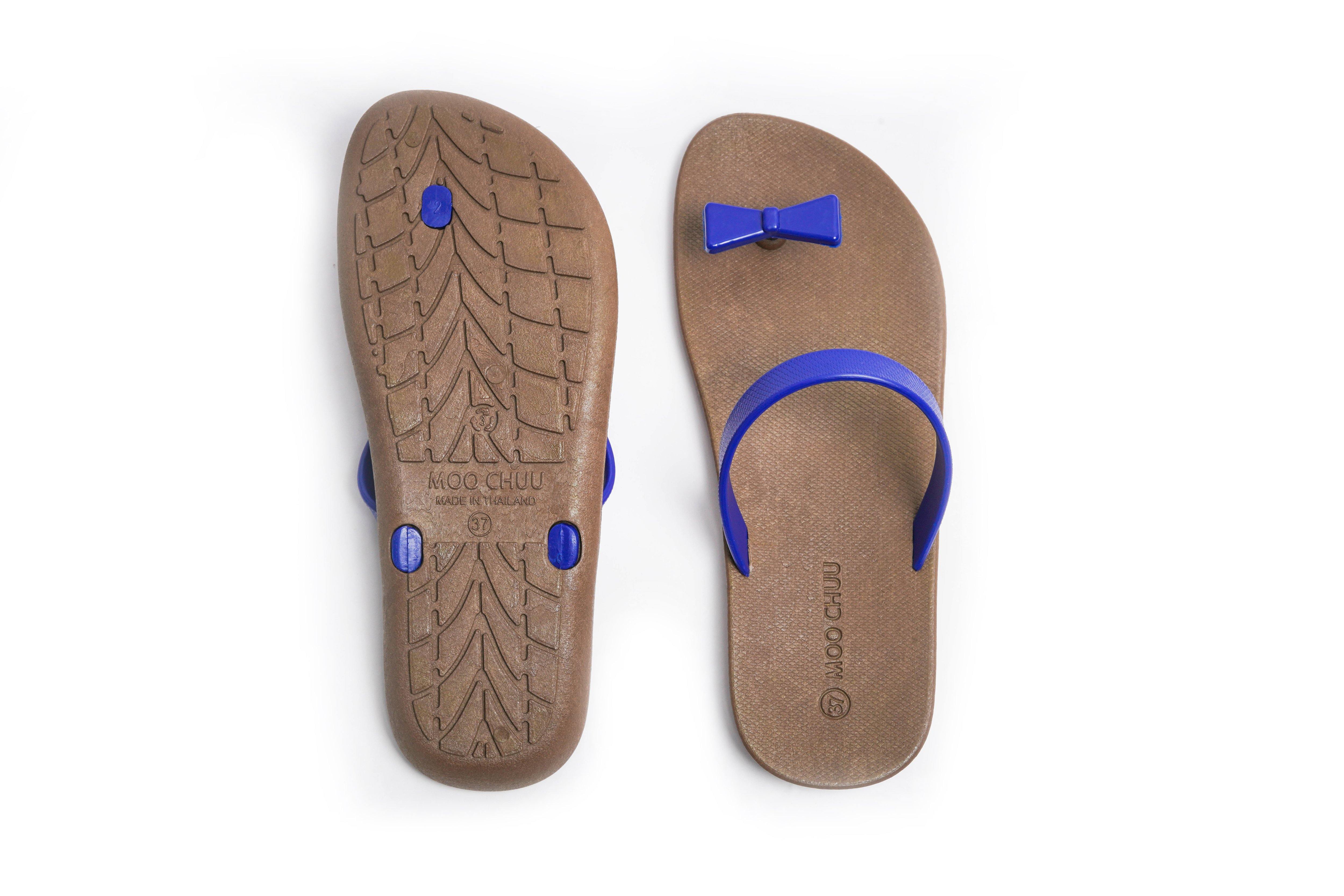 Sweety Bow Brown Sole Blue Strap - Moo Chuu India