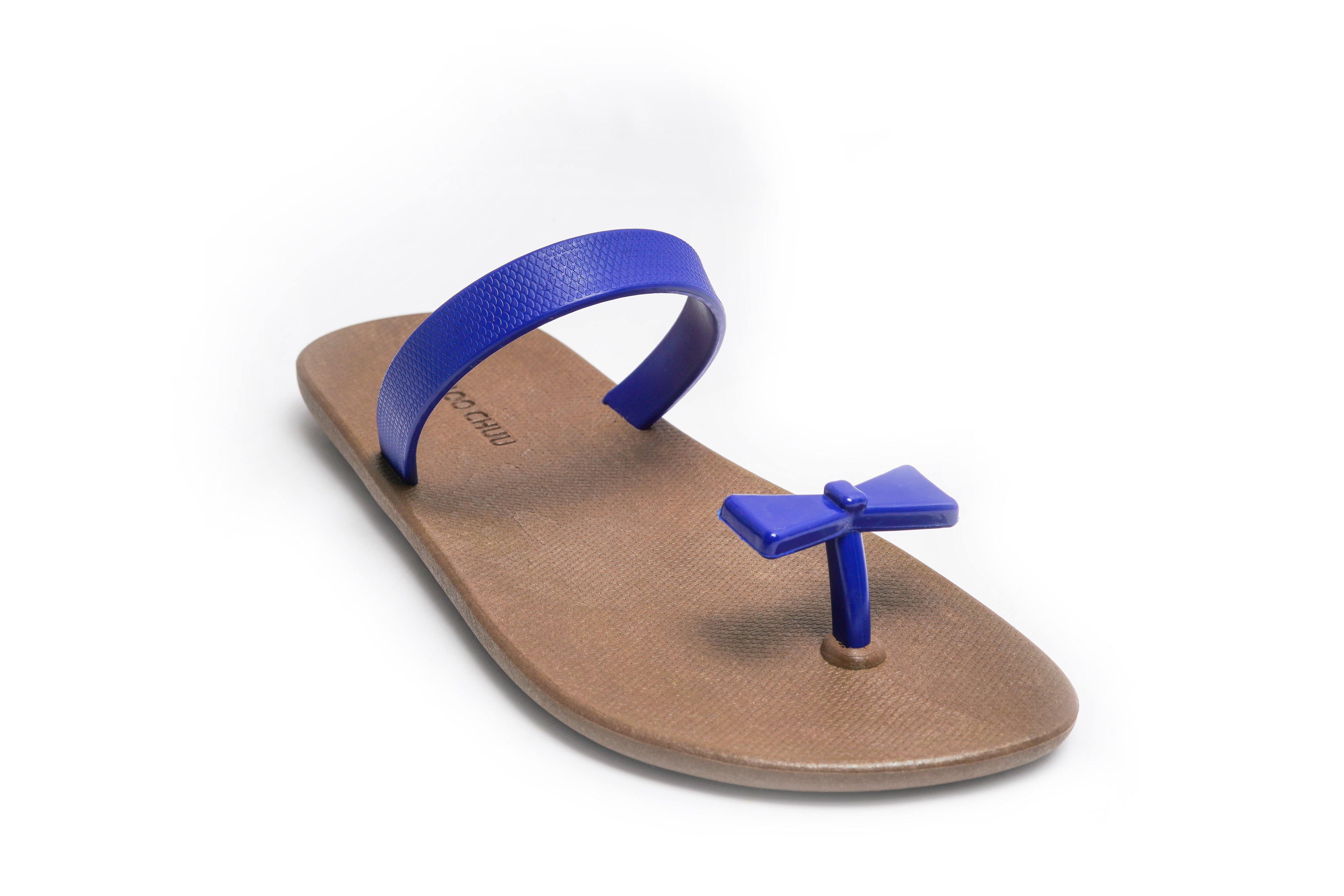 Sweety Bow Brown Sole Blue Strap - Moo Chuu India