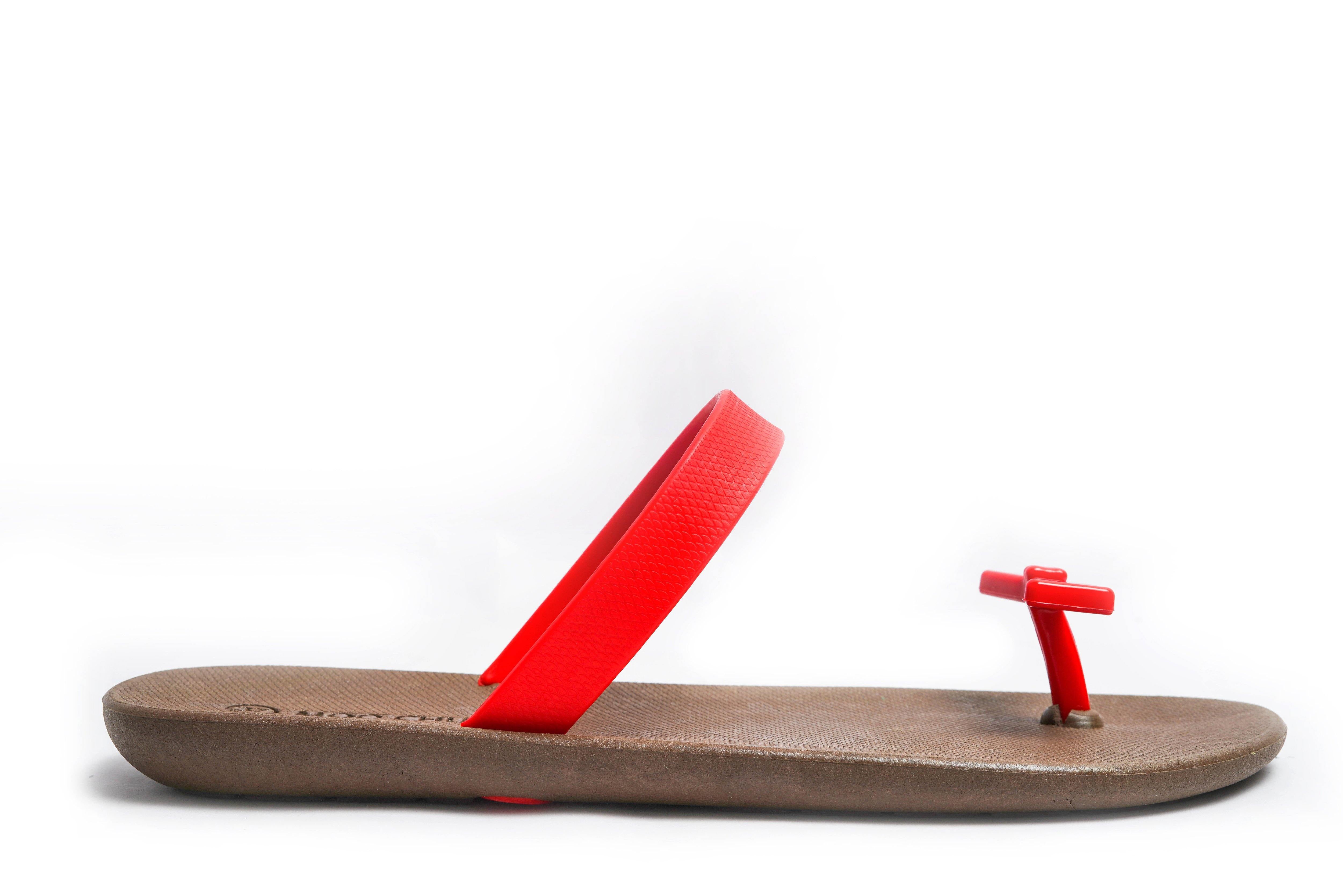 Sweety Bow Brown Sole Red Strap - Moo Chuu India