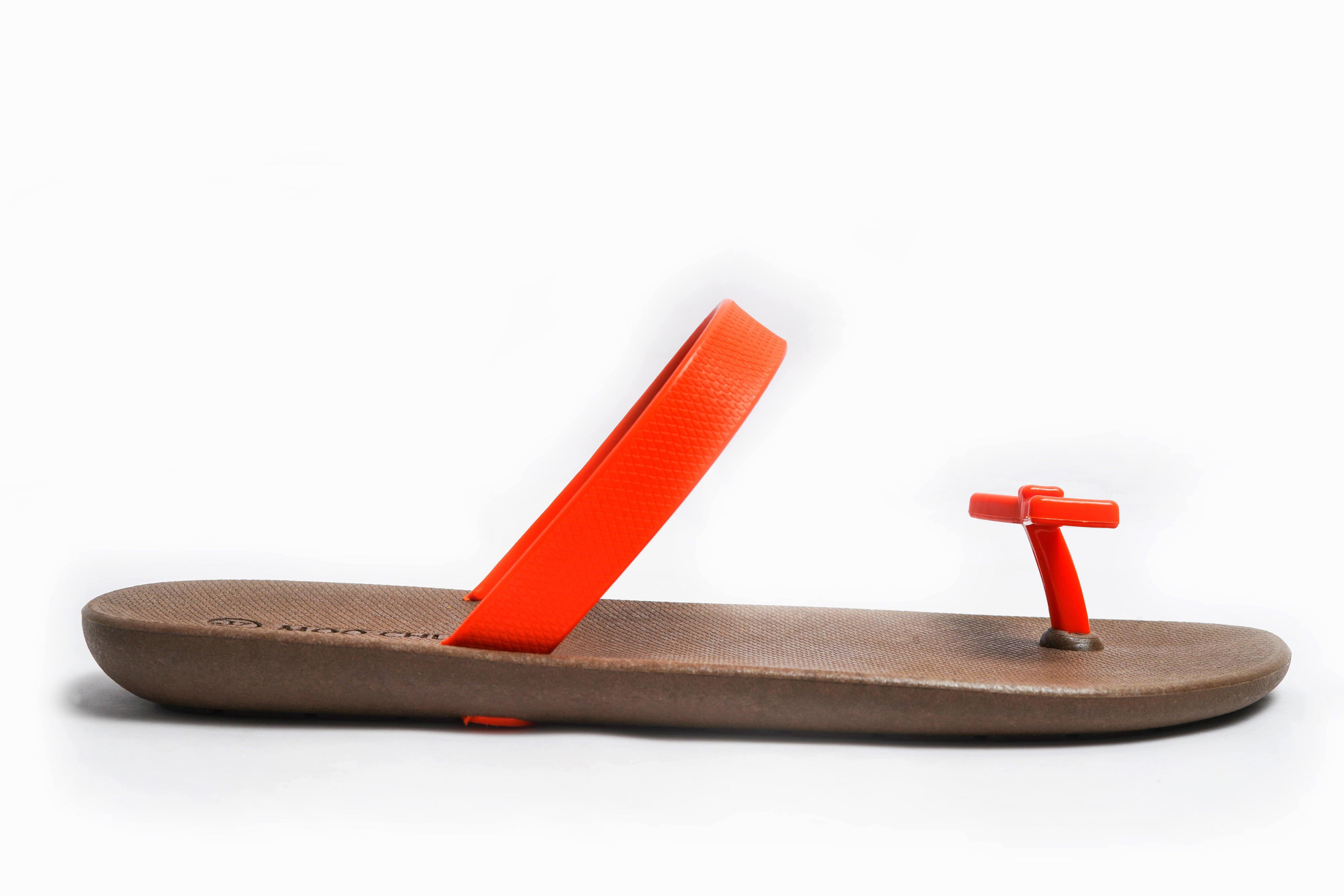 Sweety Bow Brown Sole Orange Strap - Moo Chuu India