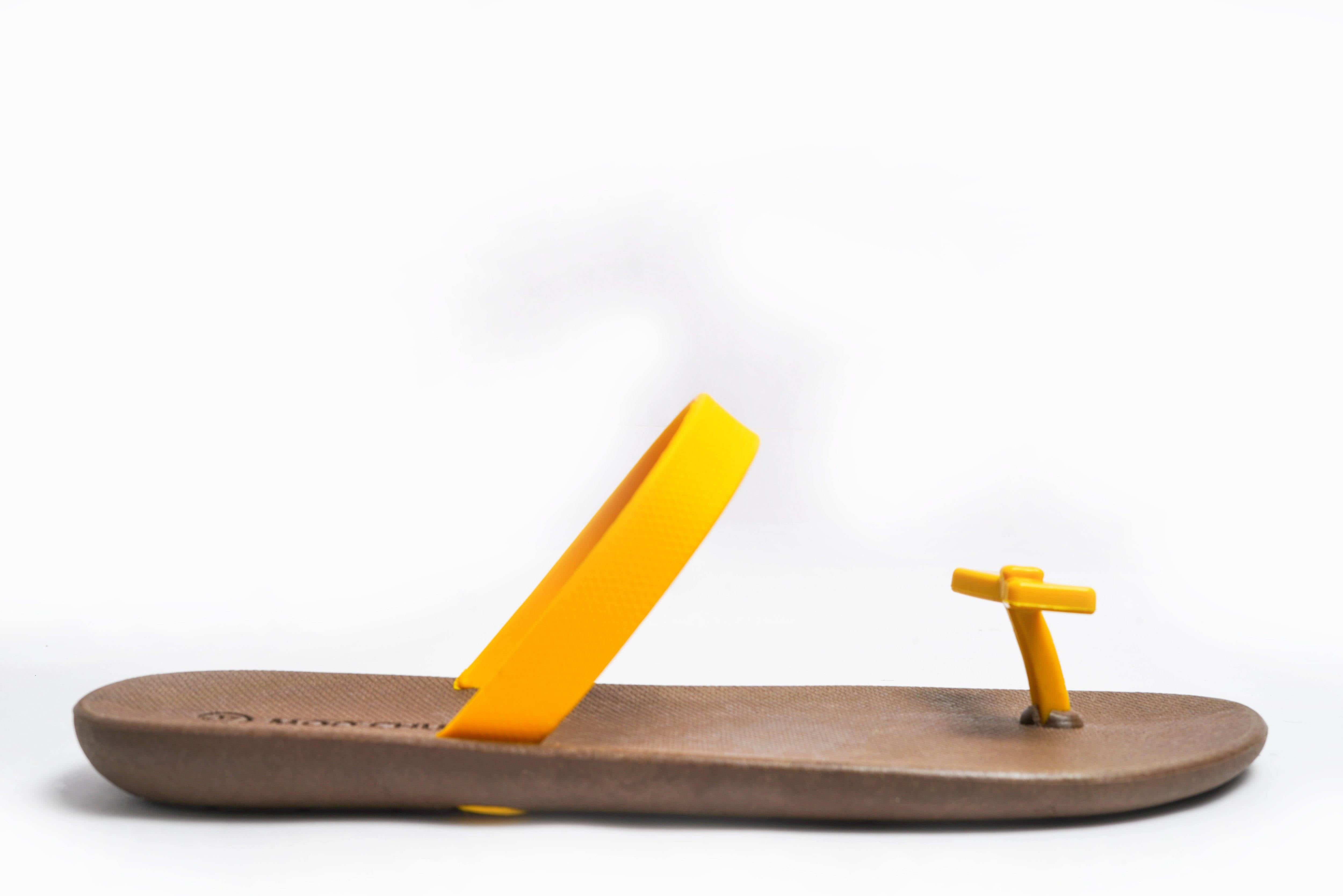 Sweety Bow Brown Sole Yellow Strap - Moo Chuu India
