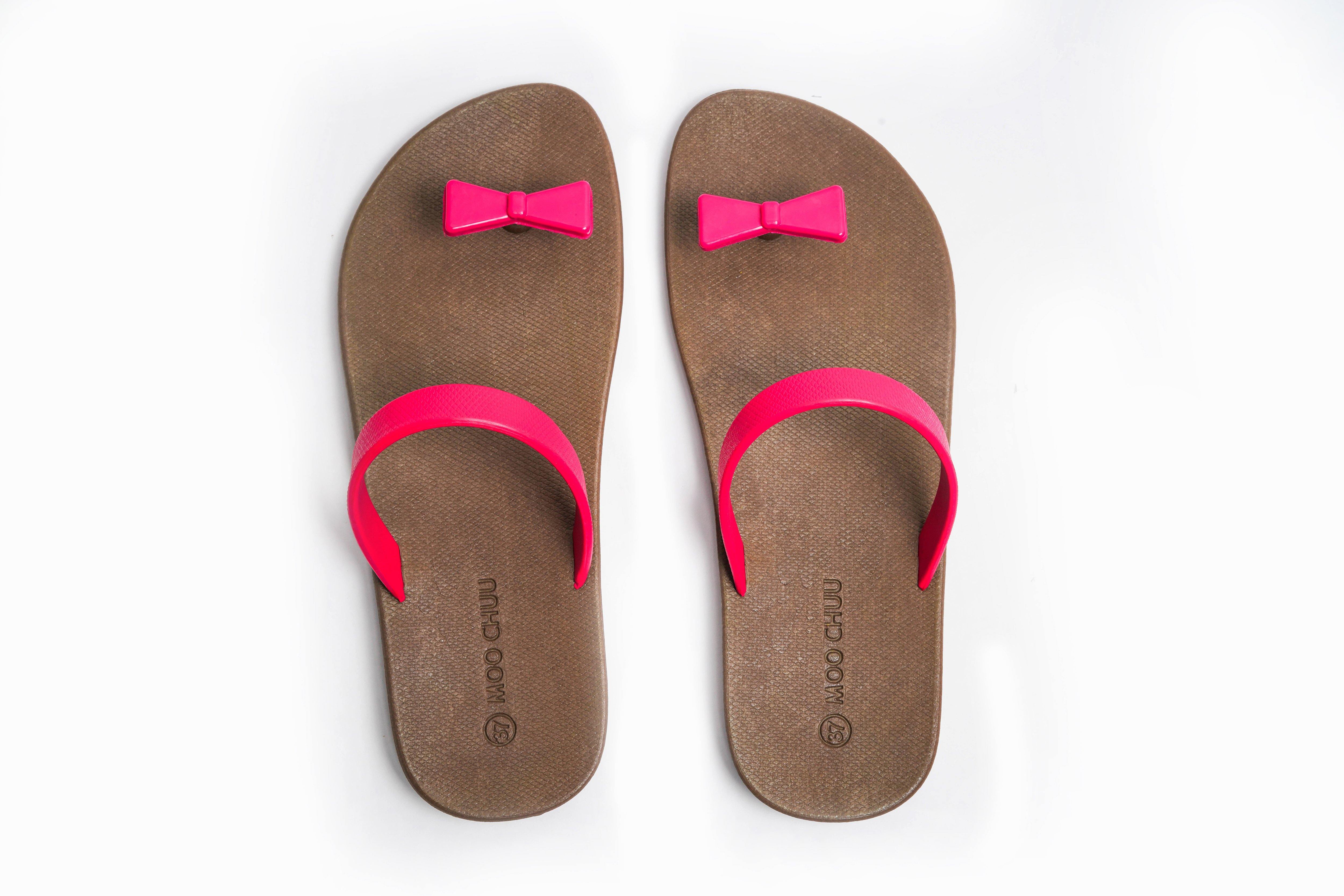 Sweety Bow Brown Sole Pink Strap - Moo Chuu India