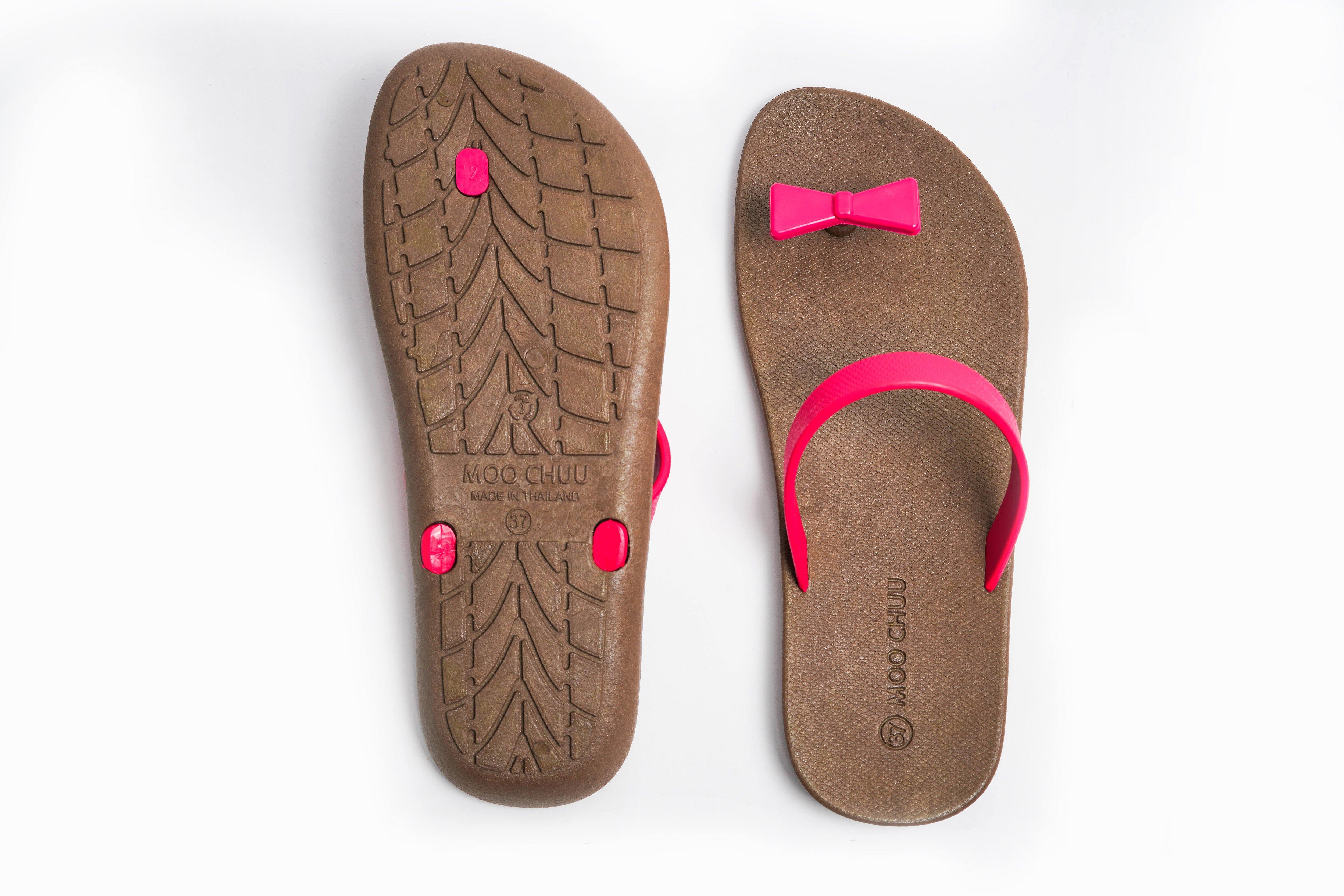 Sweety Bow Brown Sole Pink Strap - Moo Chuu India