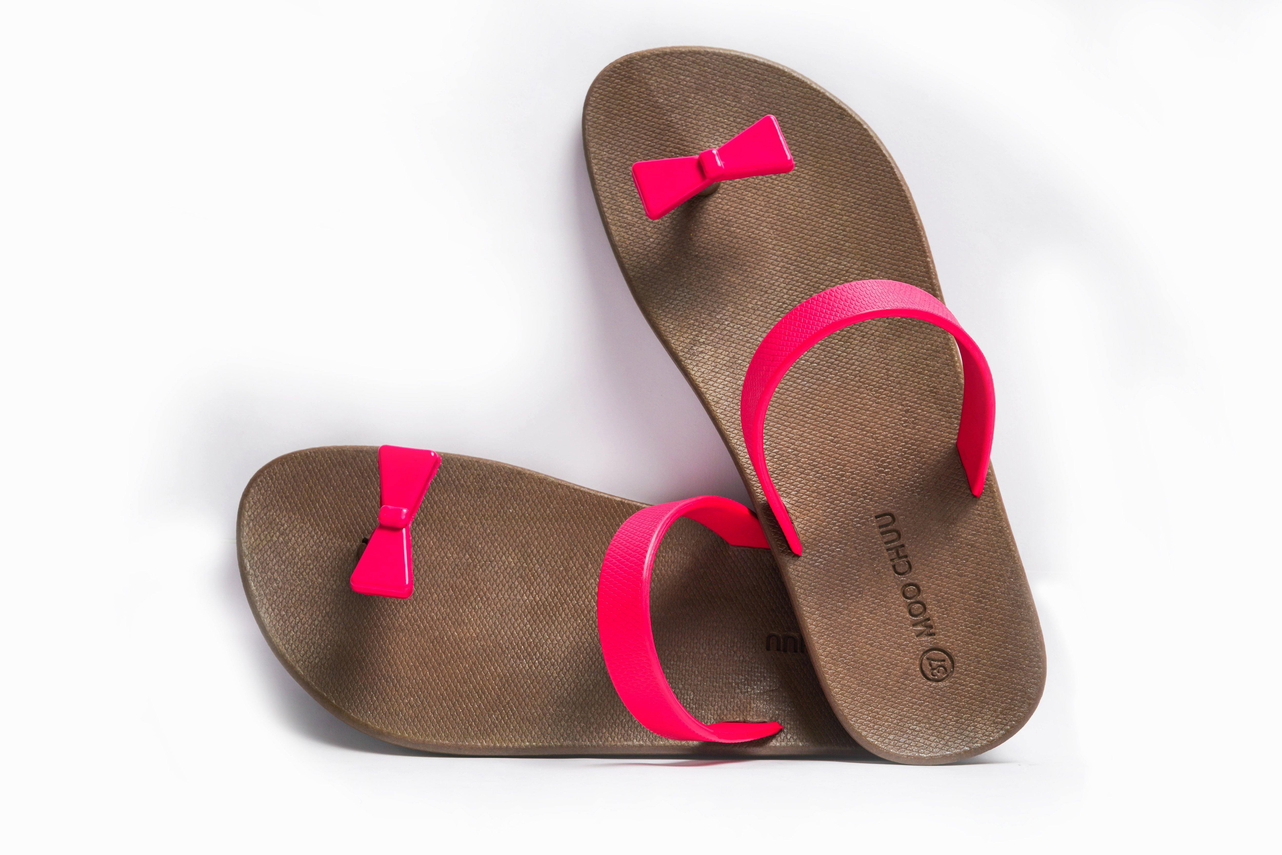 Sweety Bow Brown Sole Pink Strap - Moo Chuu India