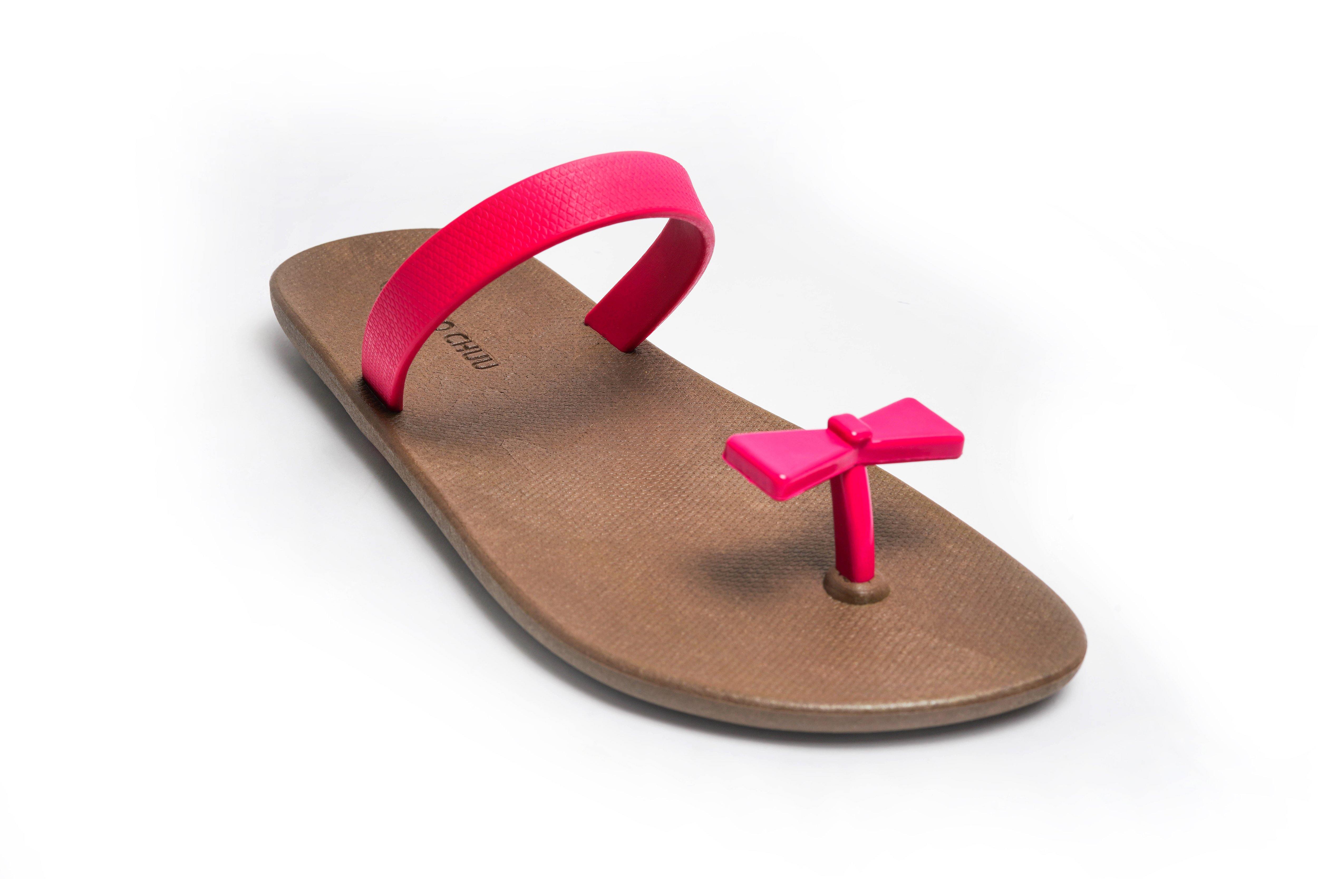 Sweety Bow Brown Sole Pink Strap - Moo Chuu India