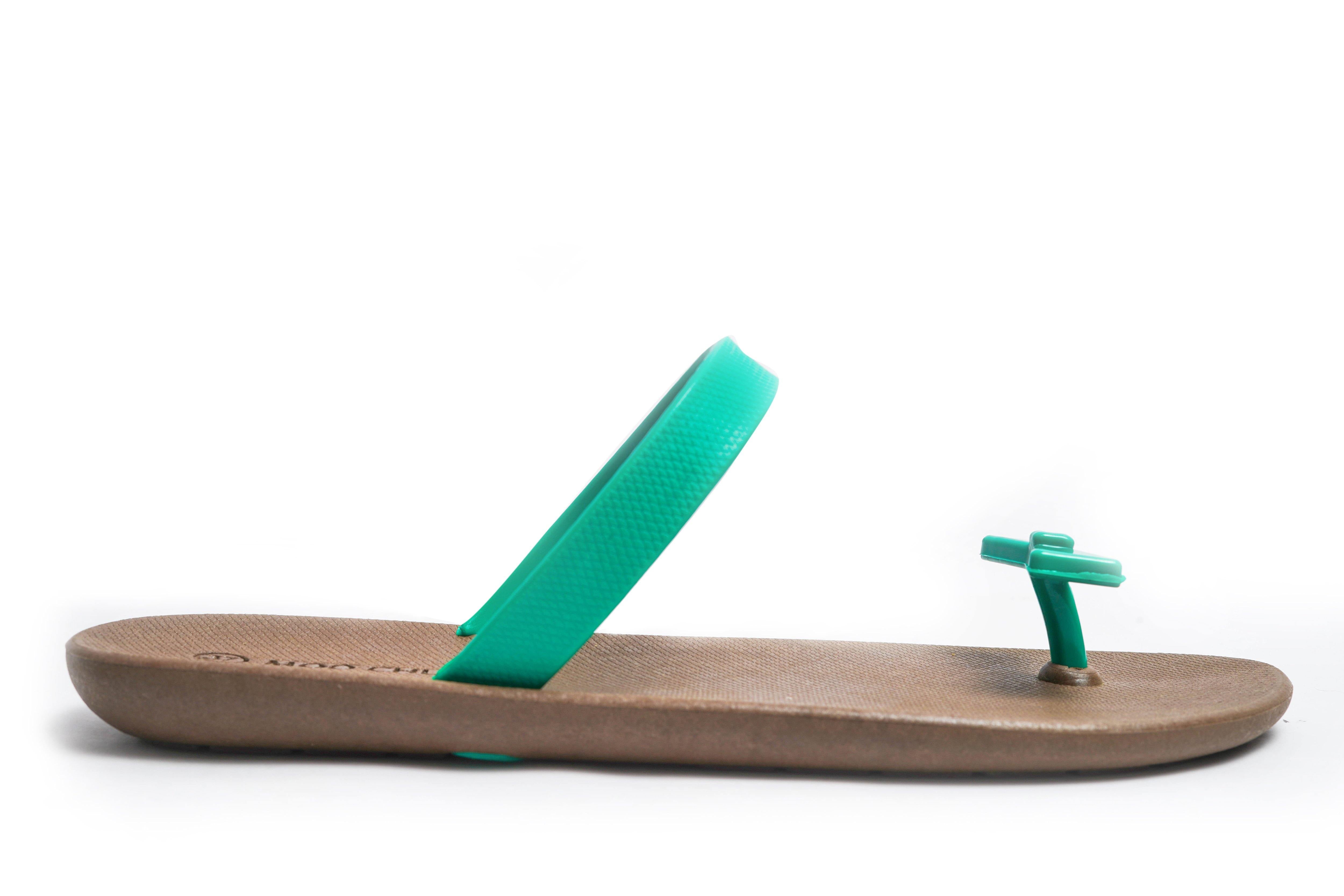 Sweety Bow Brown Sole Green Strap - Moo Chuu India