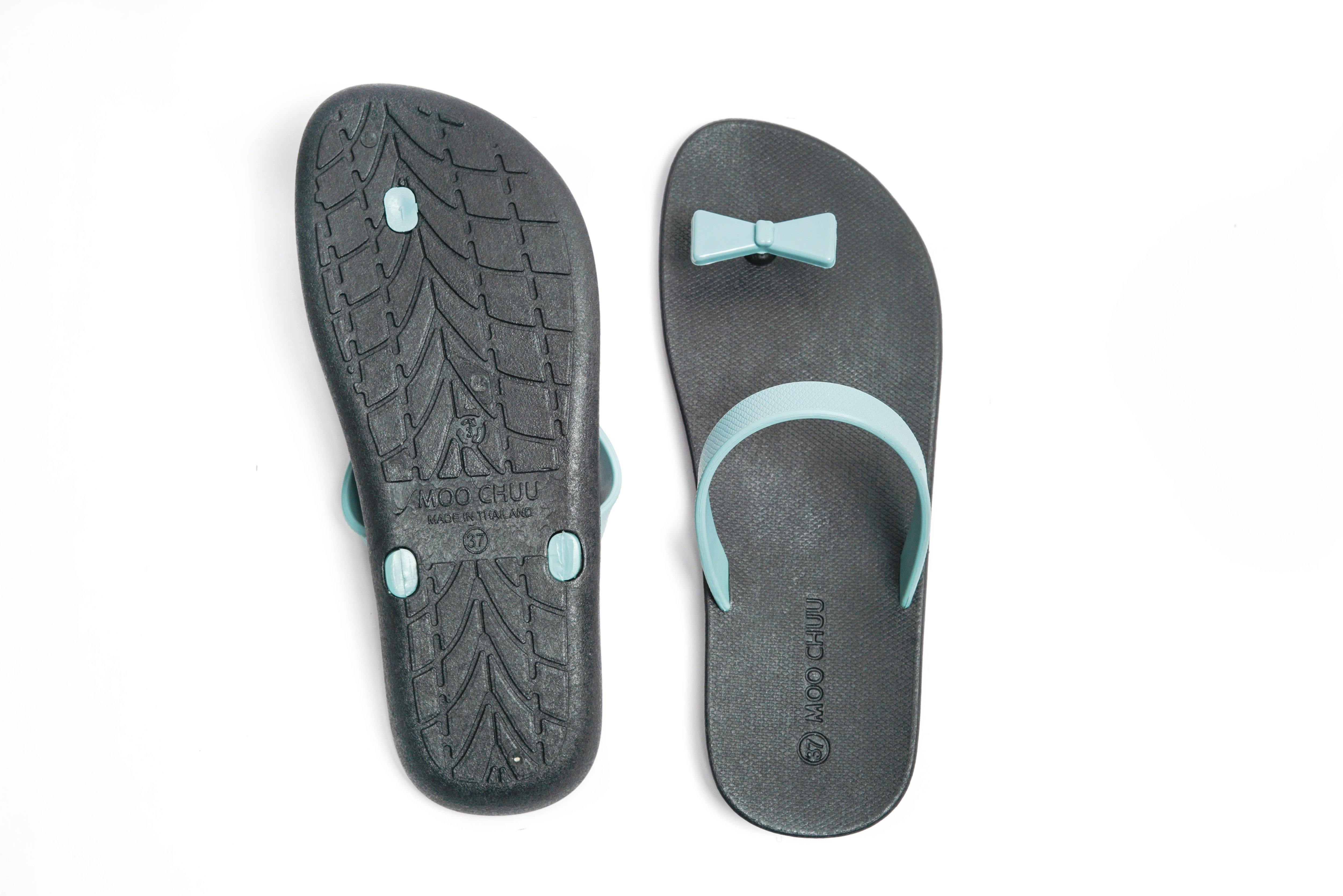 Sweety Bow Black Sole Grey Strap - Moo Chuu India