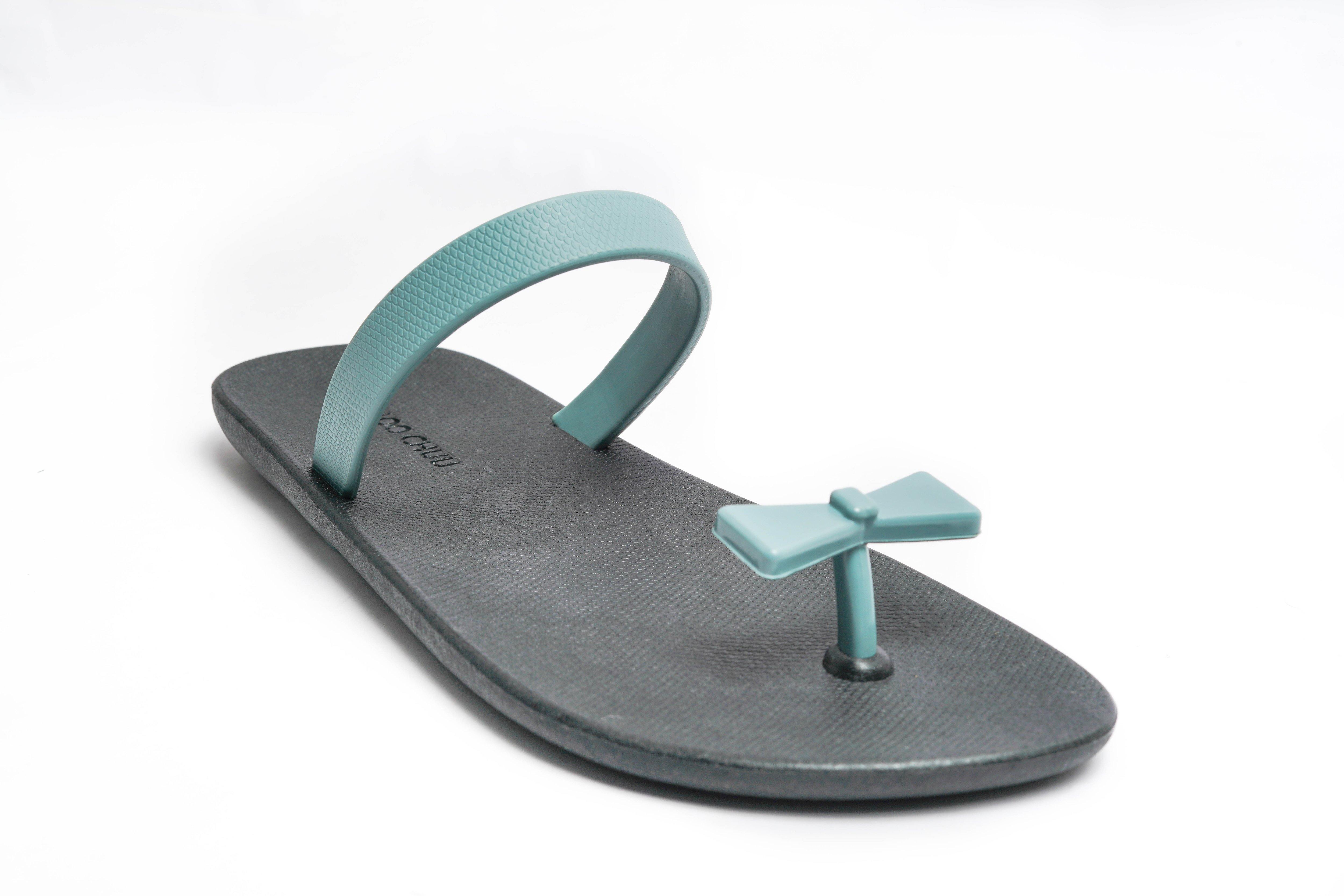 Sweety Bow Black Sole Grey Strap - Moo Chuu India
