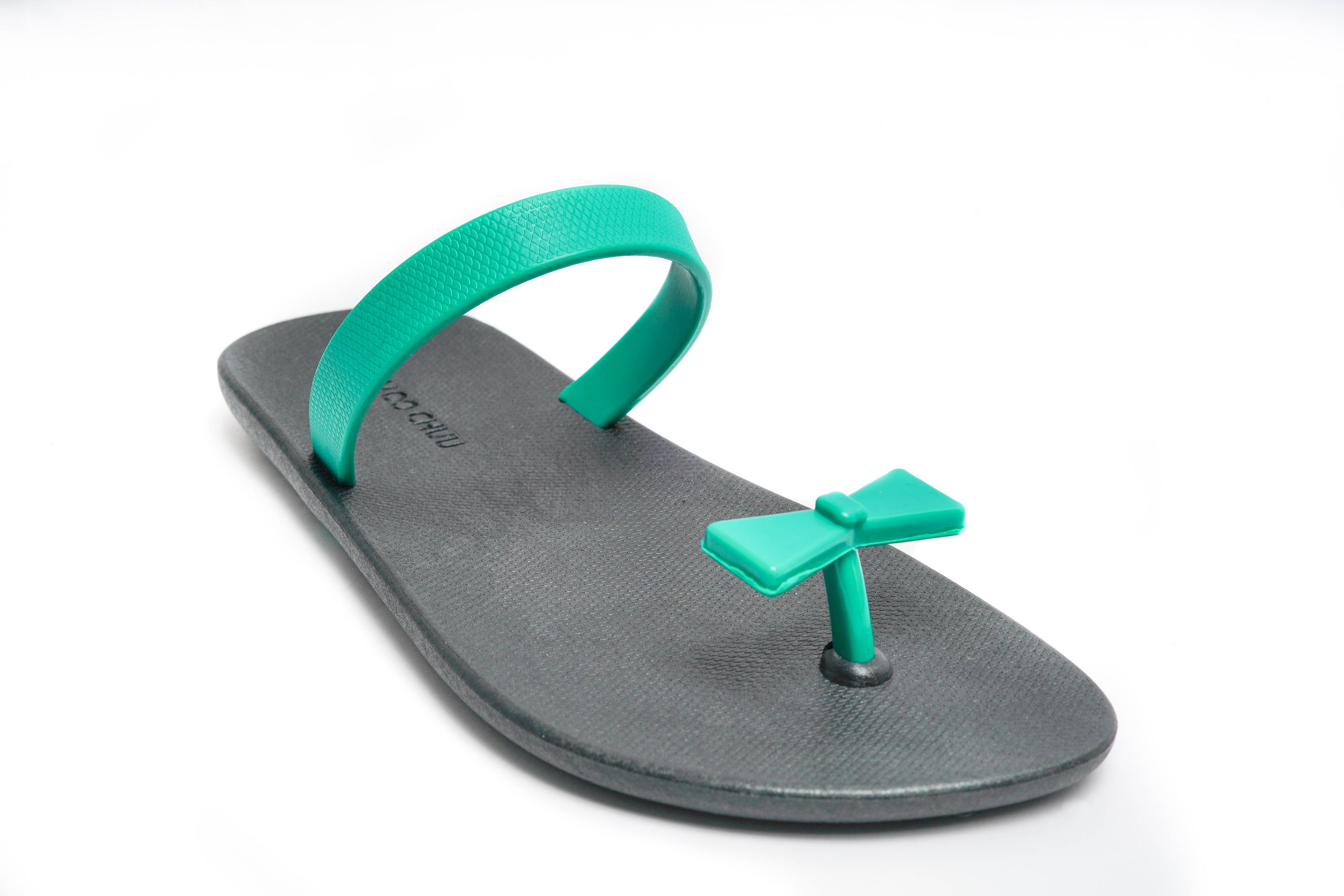 Sweety Bow Black Sole Green Strap - Moo Chuu India