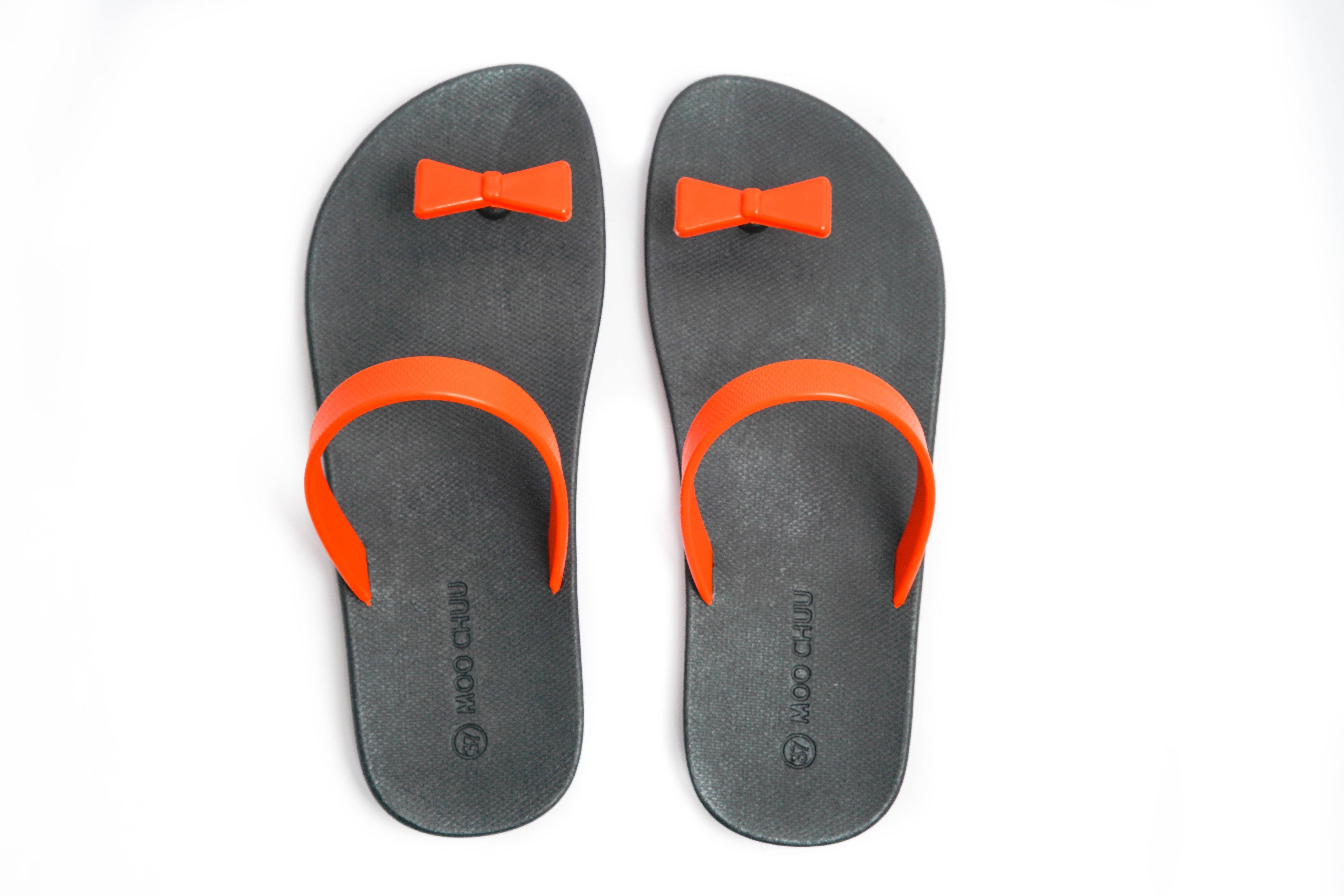 Sweety Bow Black Sole Orange Strap - Moo Chuu India