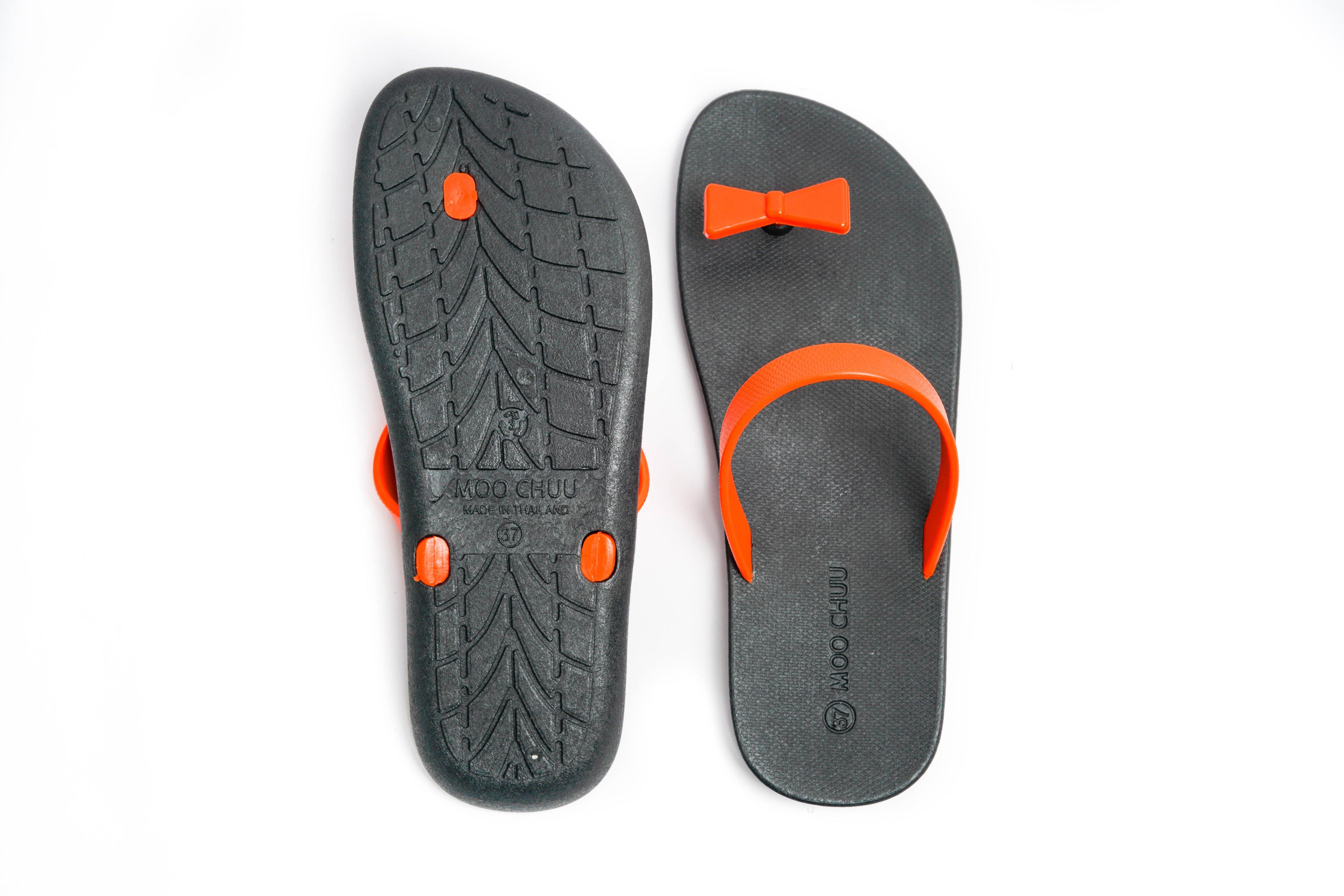 Sweety Bow Black Sole Orange Strap - Moo Chuu India