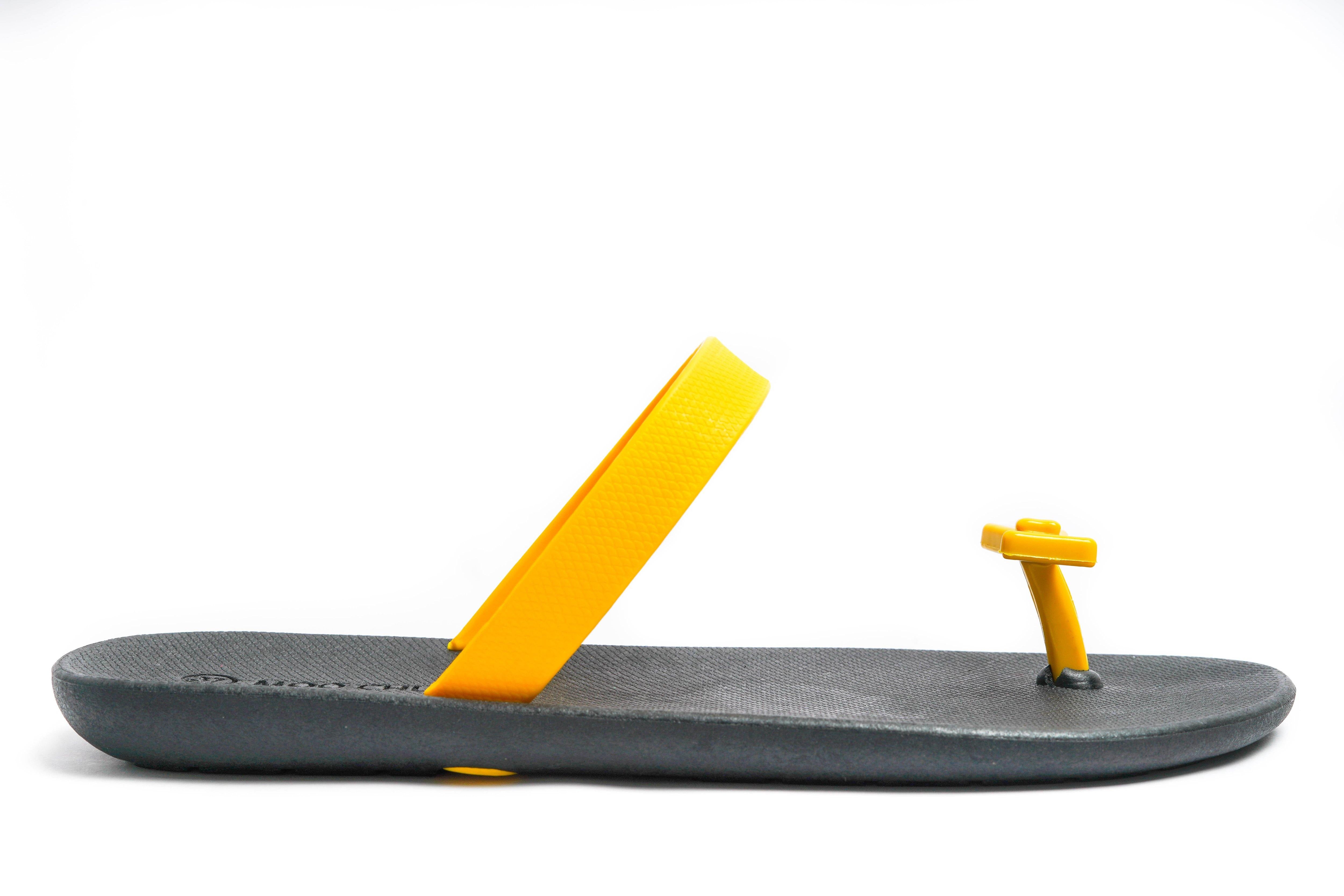 Sweety Bow Black Sole Yellow Strap - Moo Chuu India